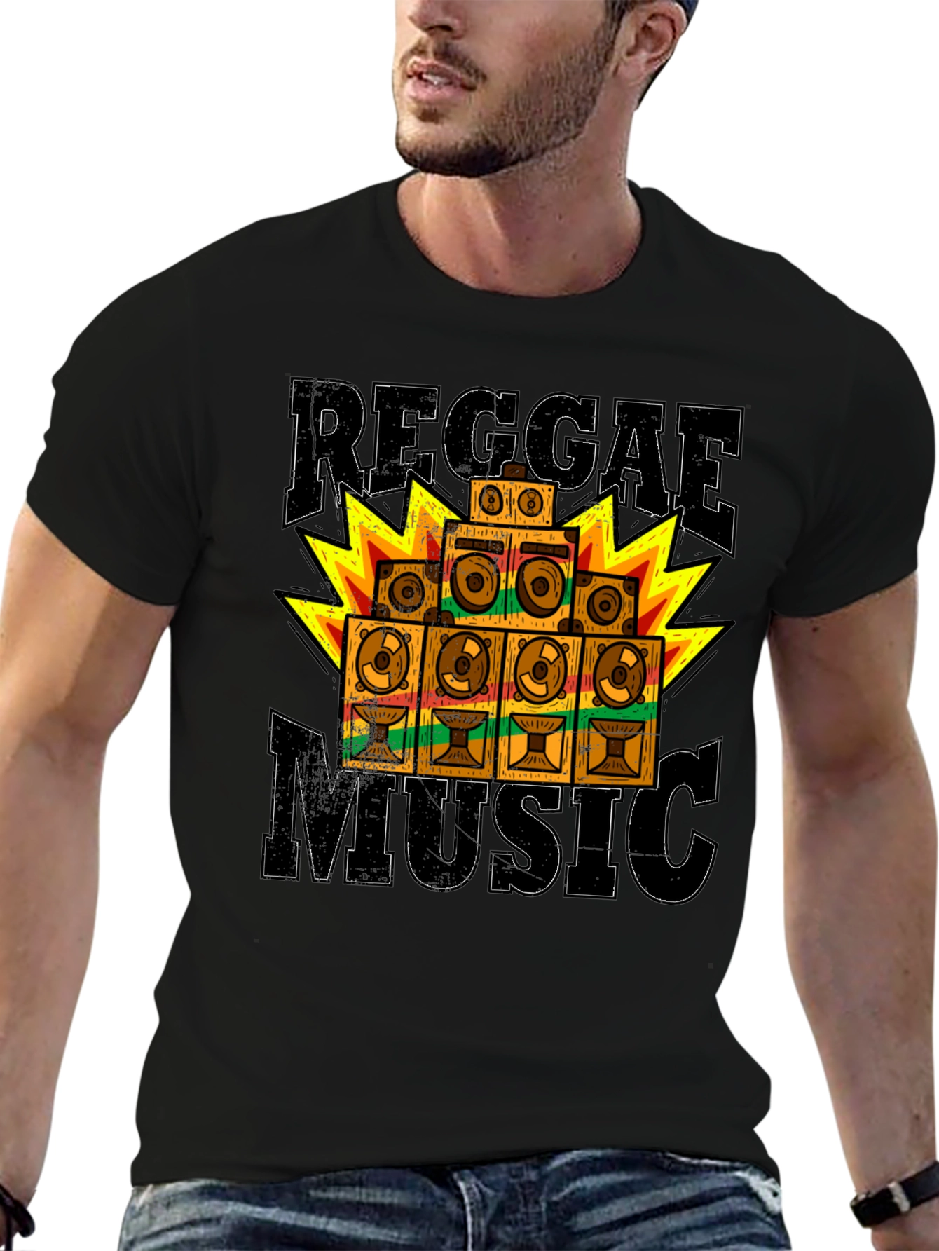 Reggae Music Graphic T-Shirt - Black