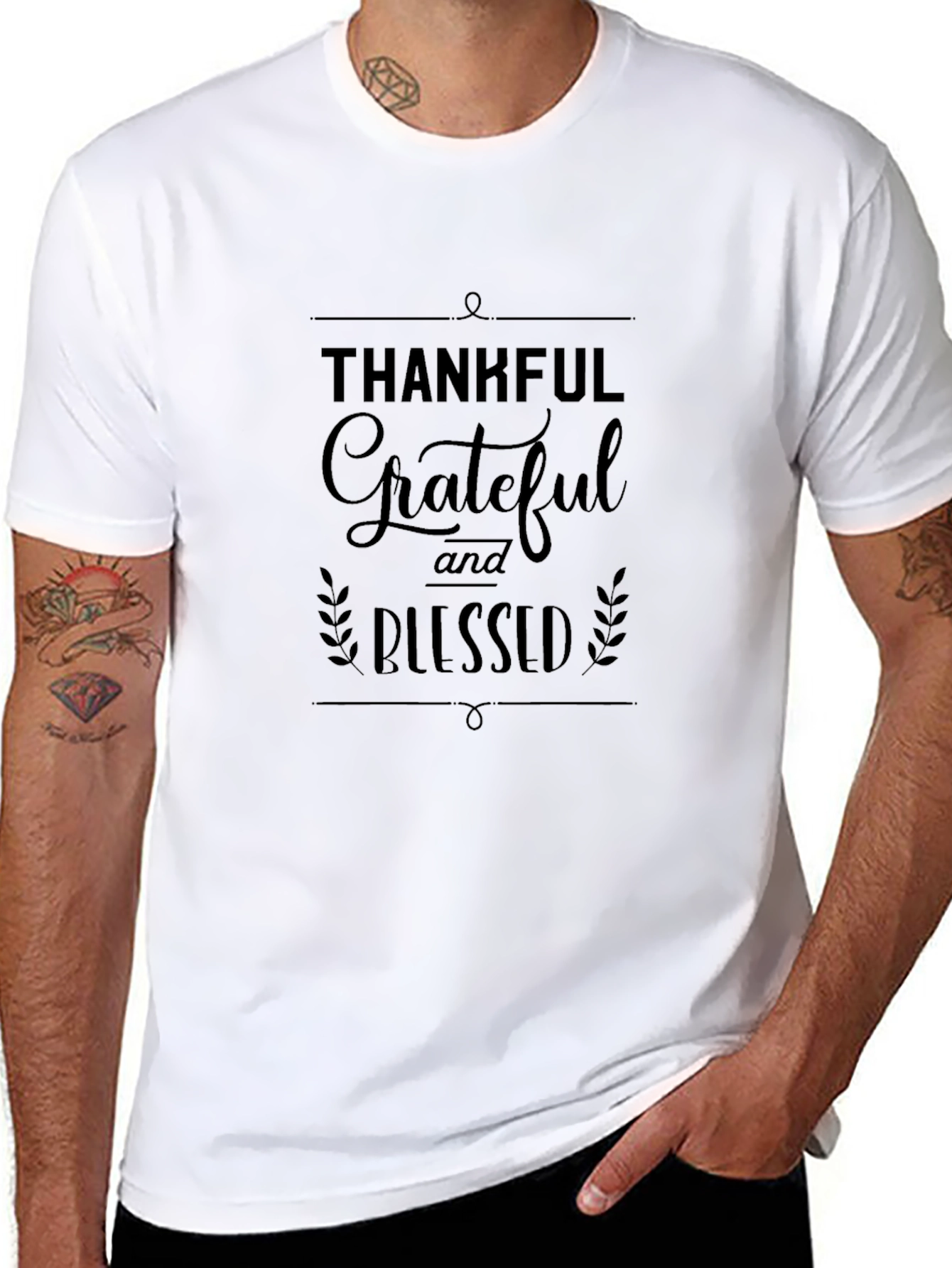 Thankful Grateful Blessed Black T-Shirt