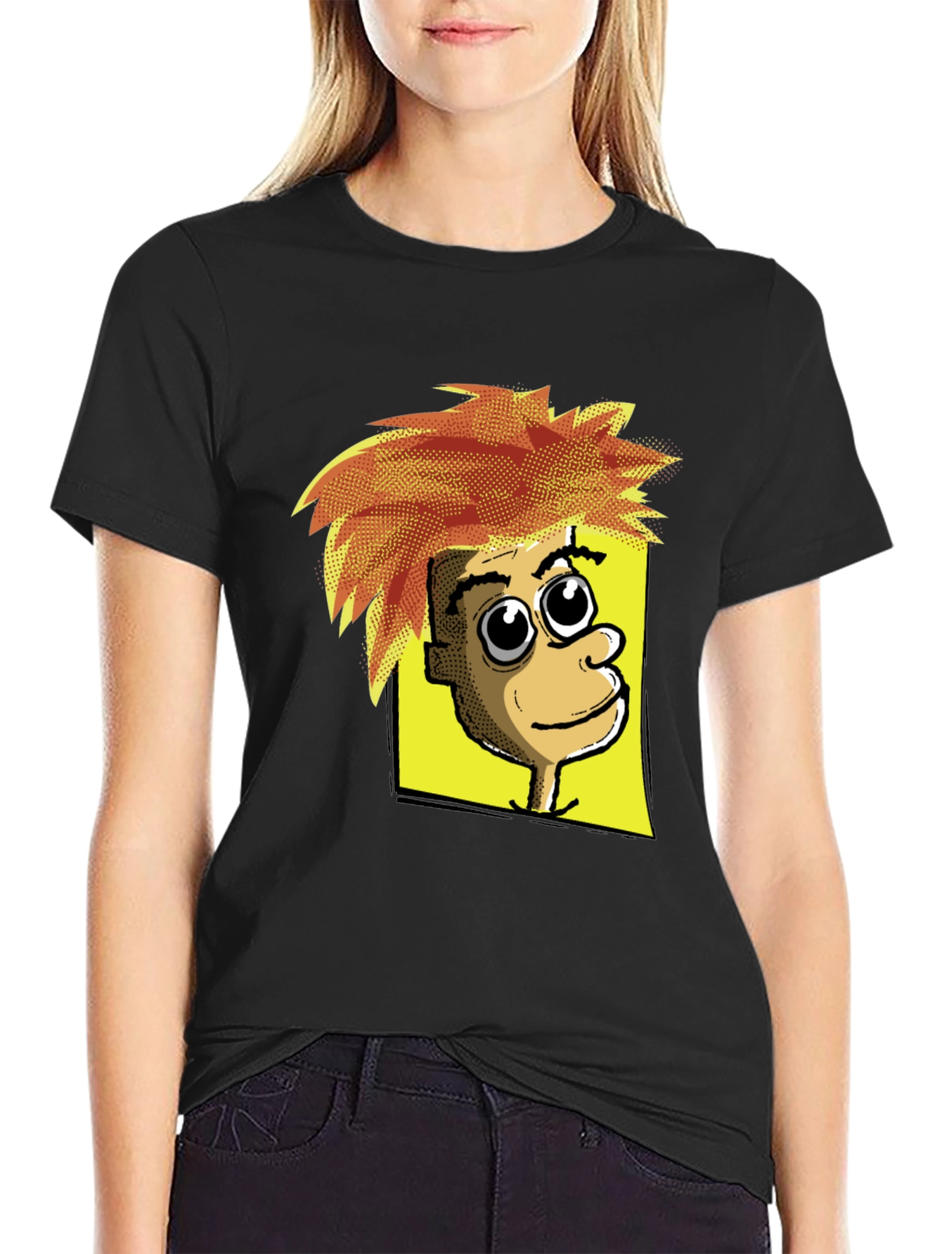 Cartoon Character Graphic Print Black T-Shirt