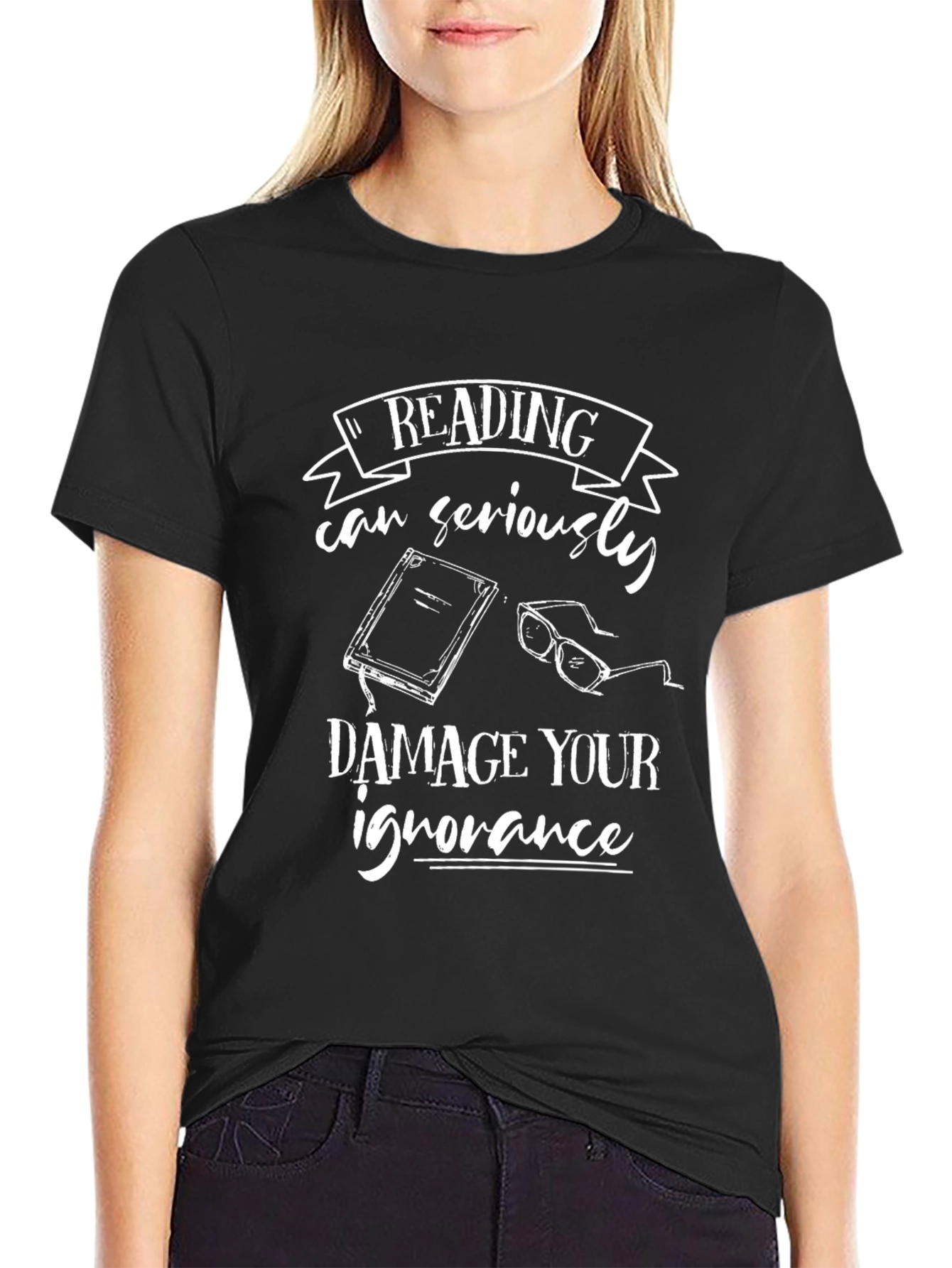 Reading Can Damage Your Ignorance Black T-Shirt
