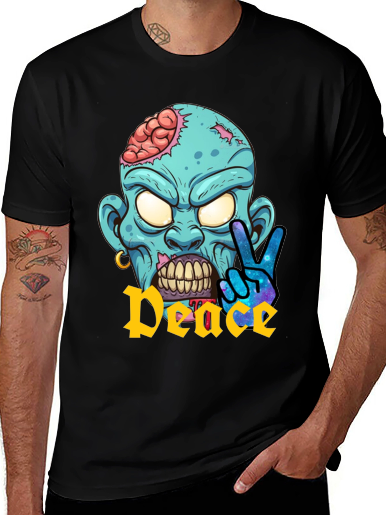 Zombie Peace Sign Graphic T-Shirt