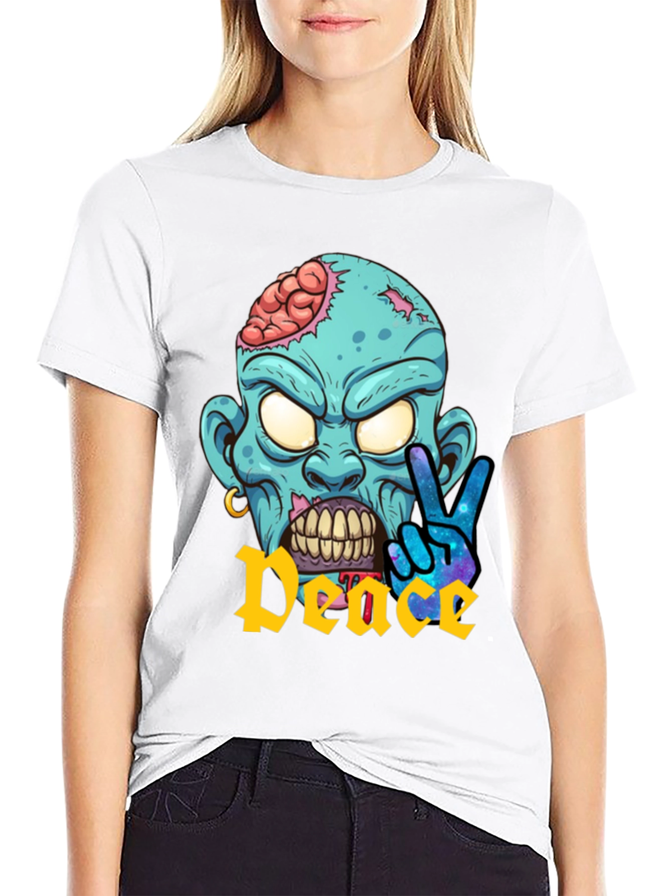 Zombie Peace Sign Graphic T-Shirt