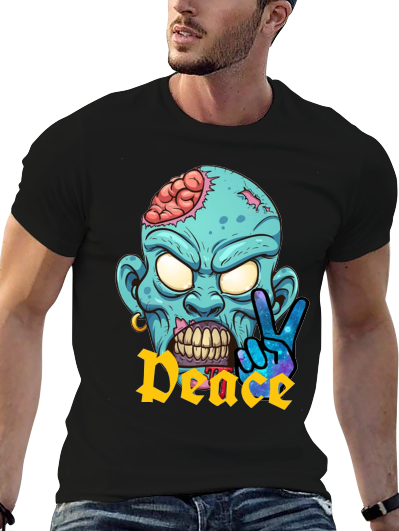 Zombie Peace Sign Graphic T-Shirt
