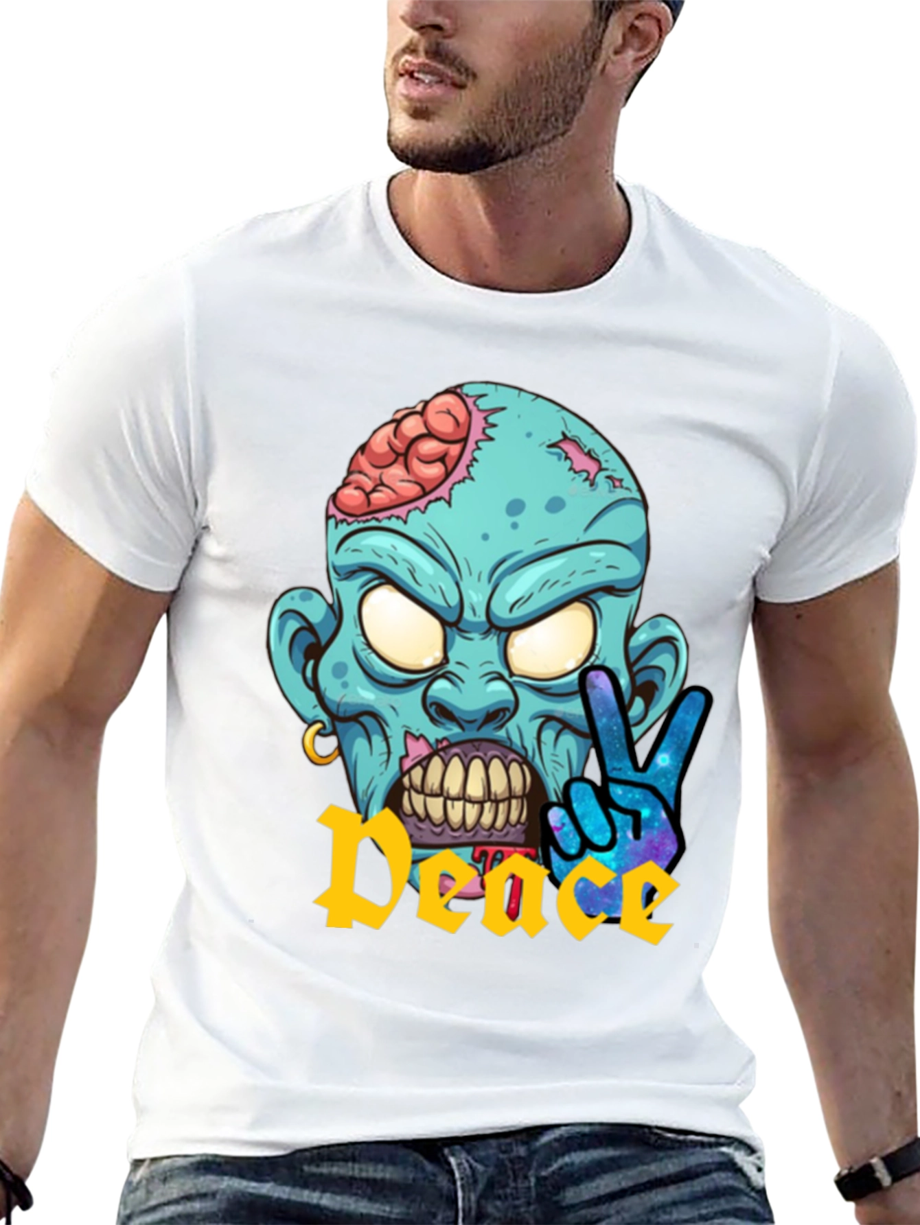 Zombie Peace Sign Graphic T-Shirt