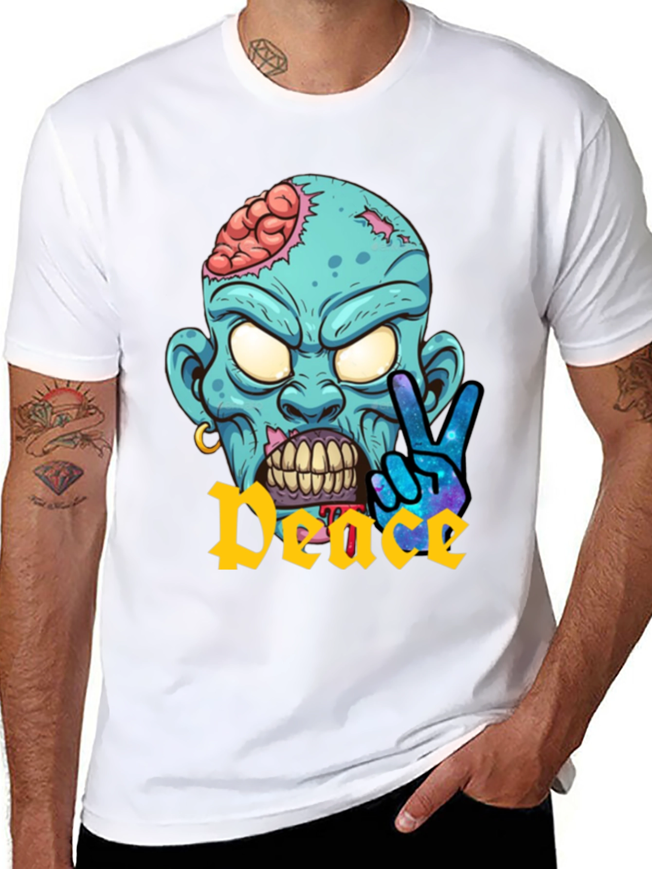 Zombie Peace Sign Graphic T-Shirt