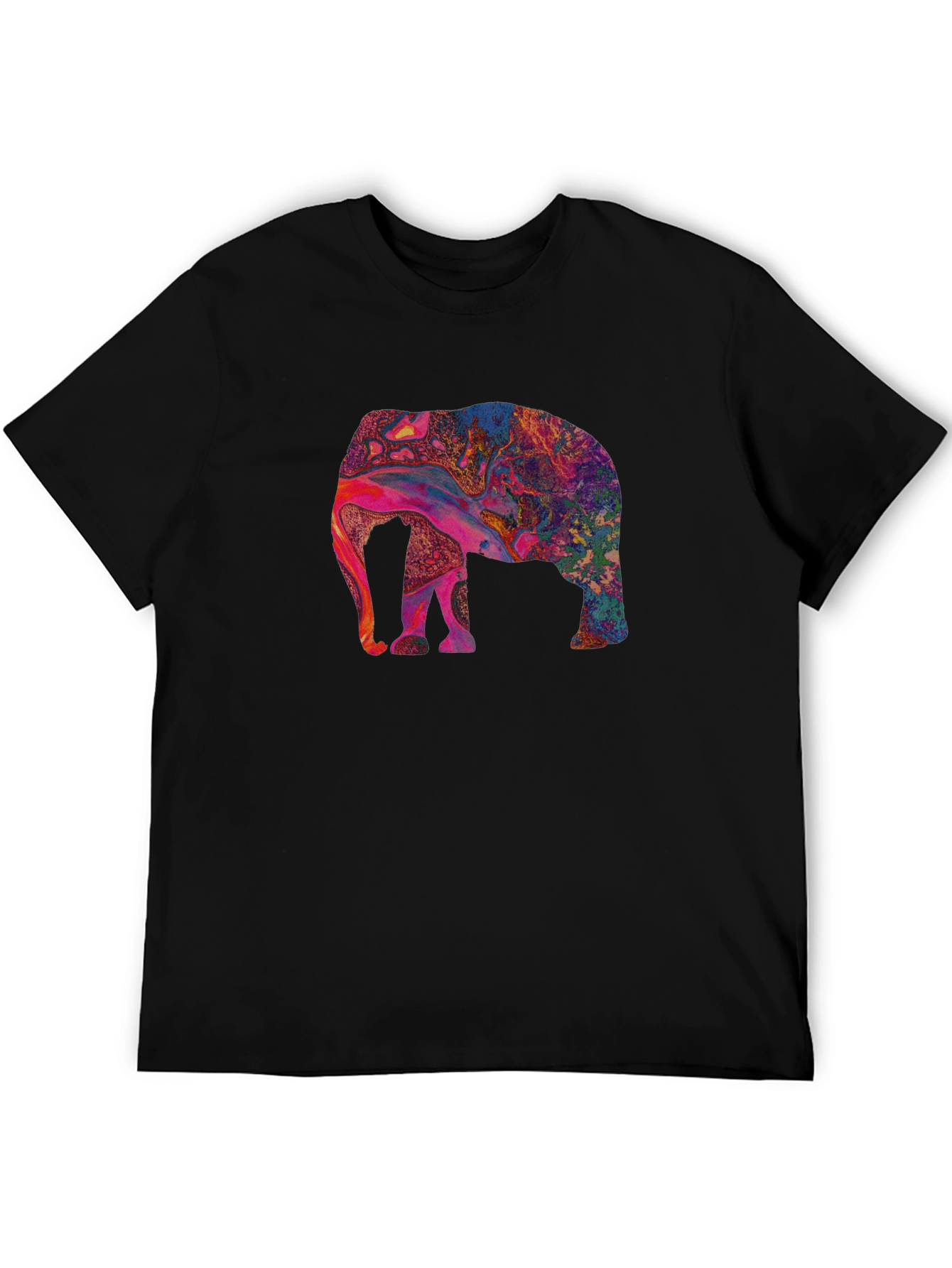 Psychedelic Elephant Graphic Tee - Black