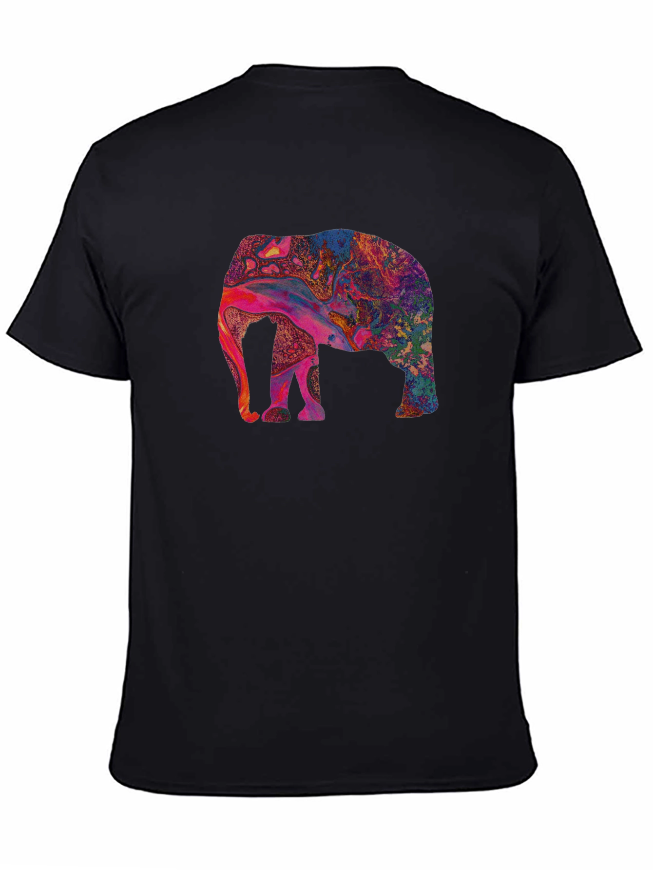Psychedelic Elephant Graphic Tee - Black