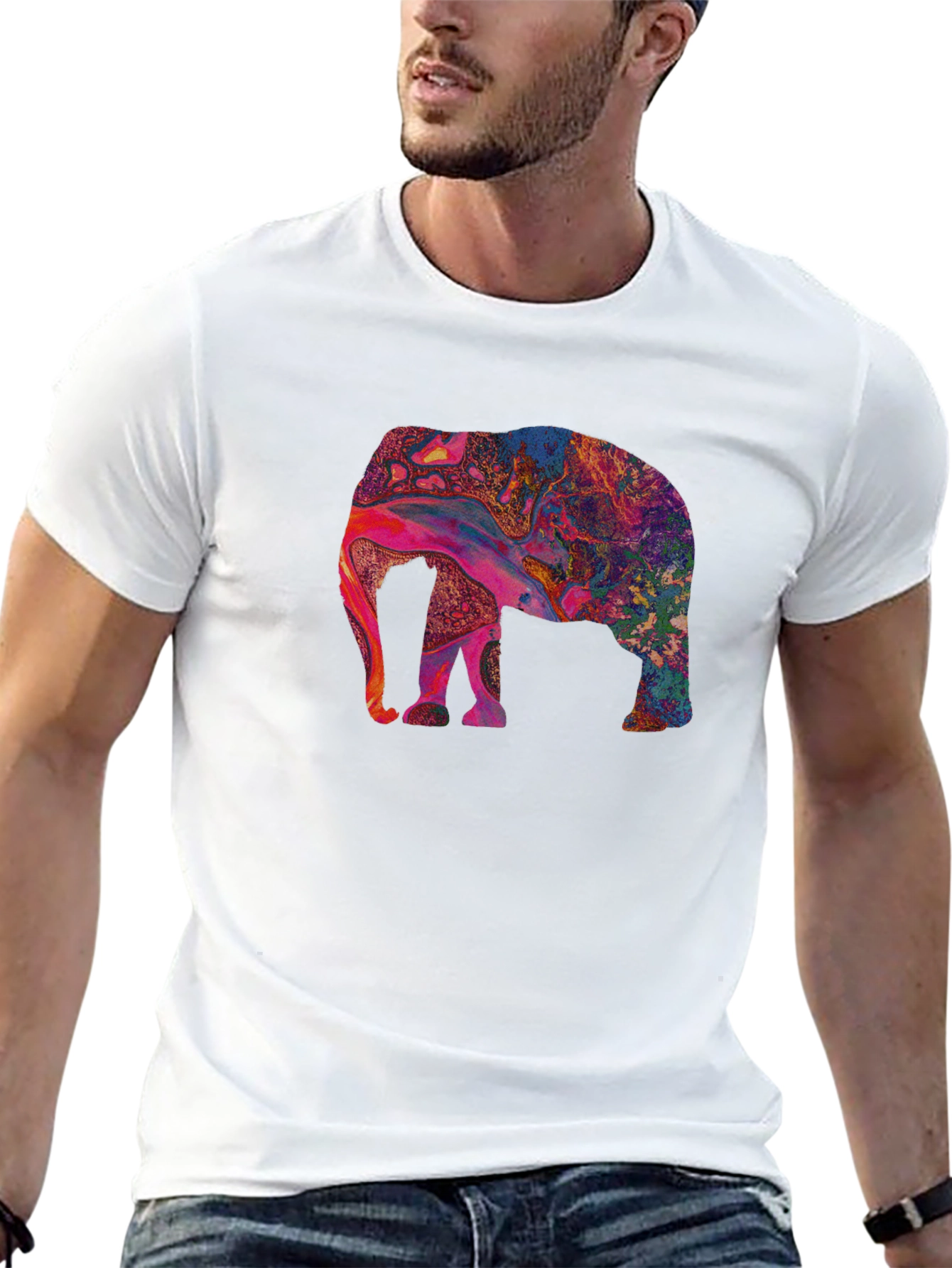 Psychedelic Elephant Graphic Tee - Black