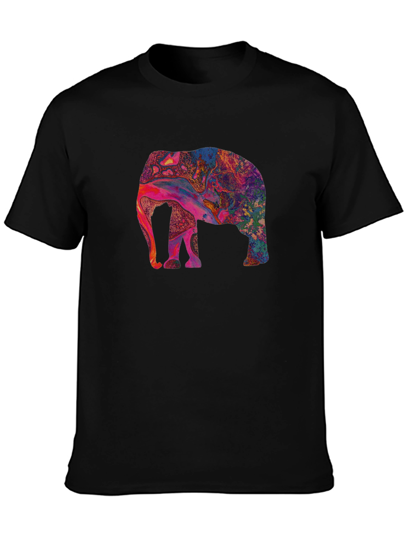 Psychedelic Elephant Graphic Tee - Black