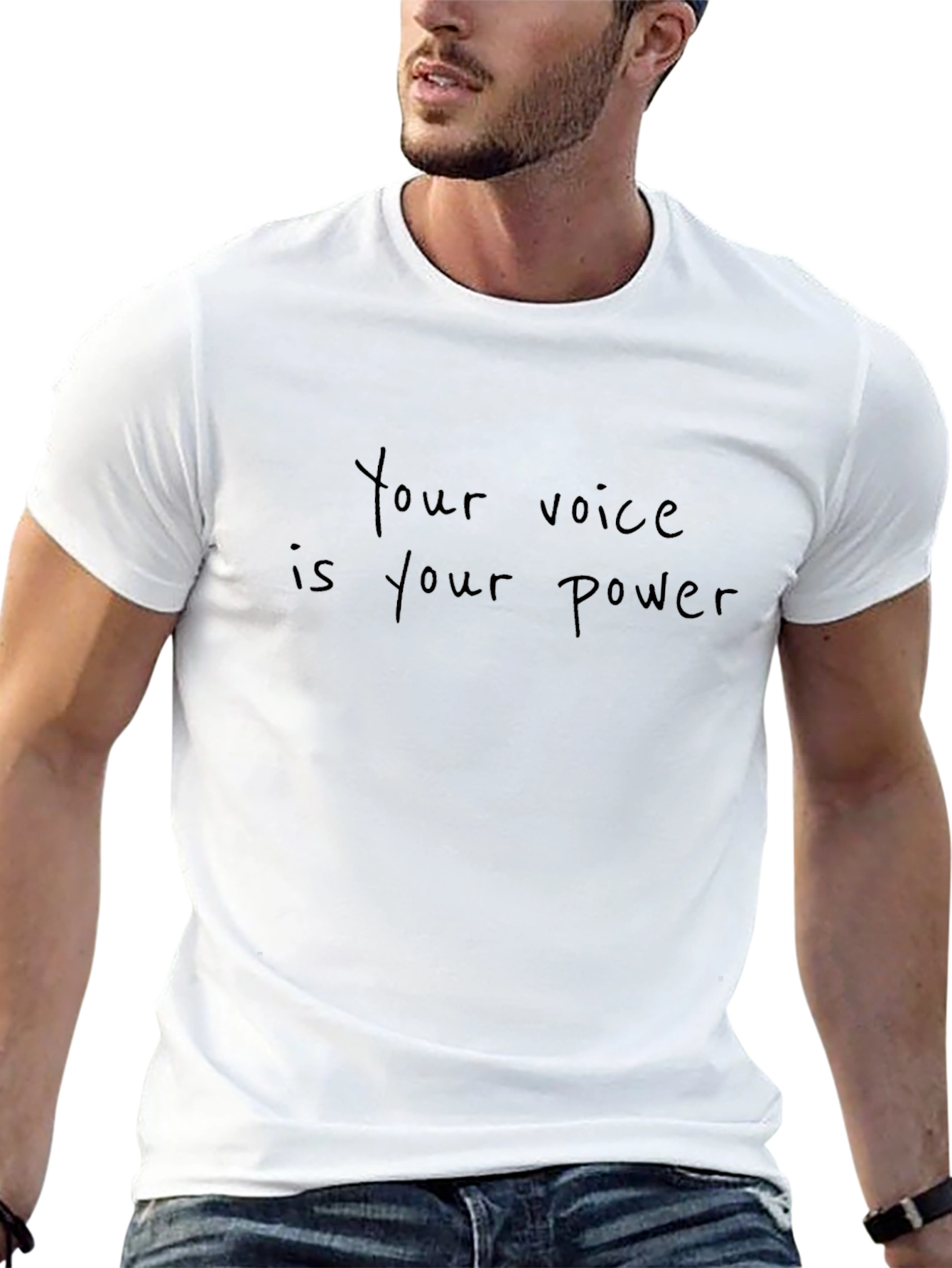 Voice is Power T-Shirt - Black Crew Neck