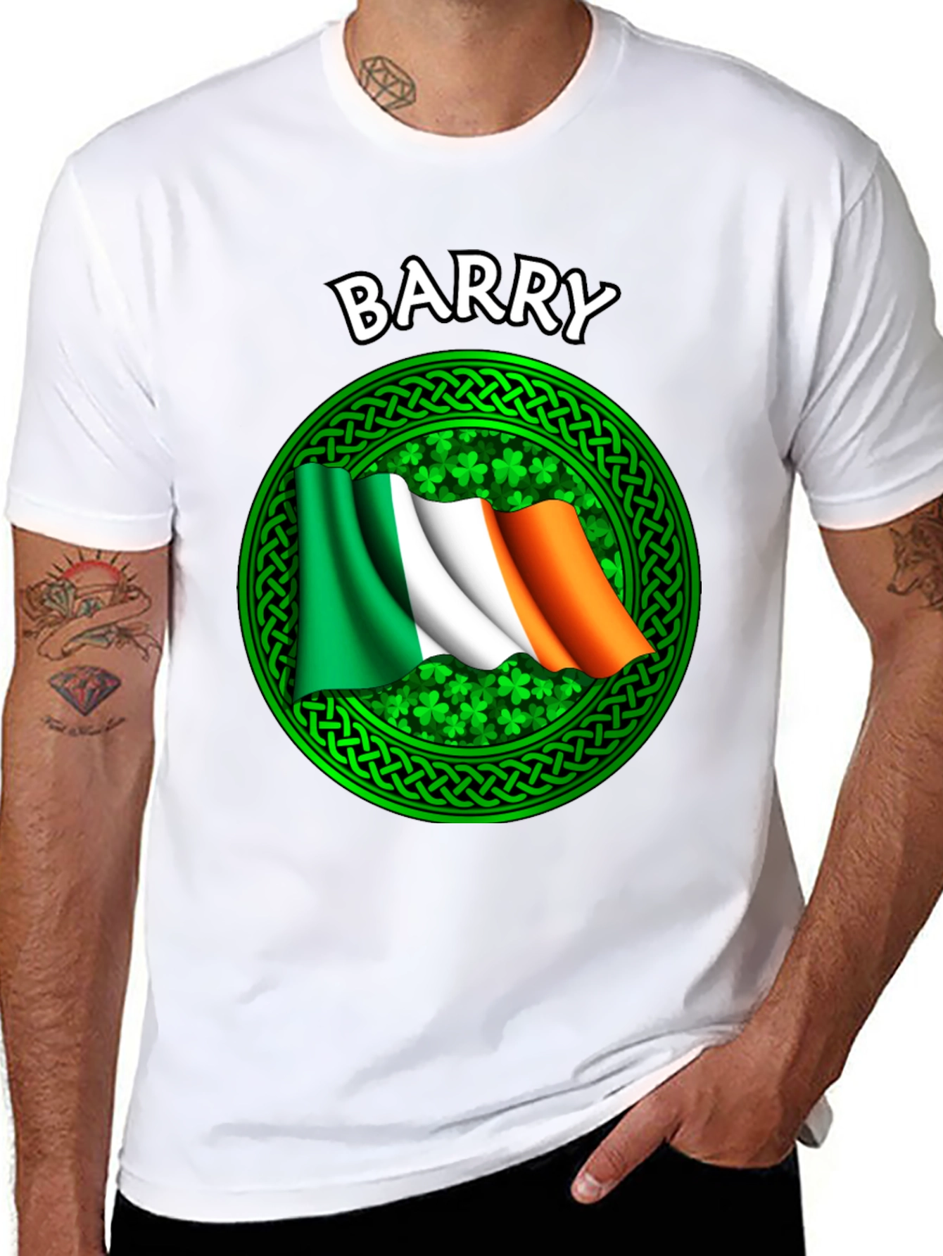 Barry Irish Flag Shamrock Graphic T-Shirt