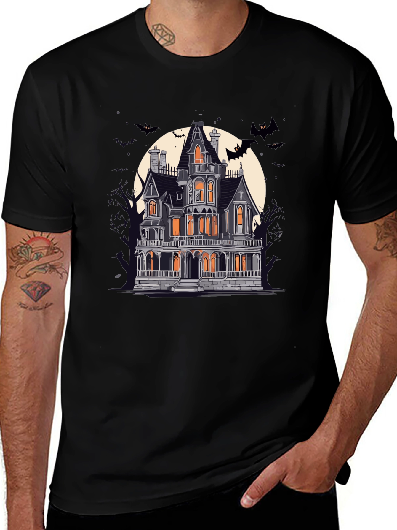 Spooky Haunted House Graphic Tee
