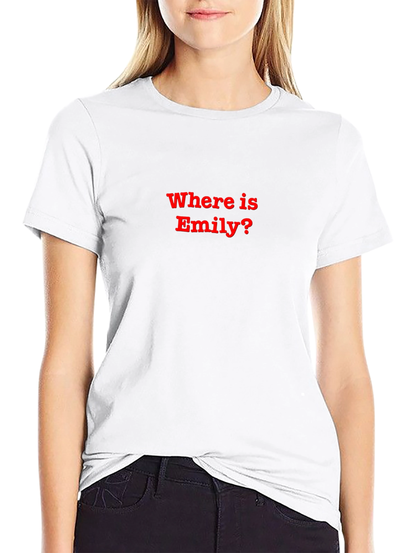 Where is Emily? Black Graphic Tee