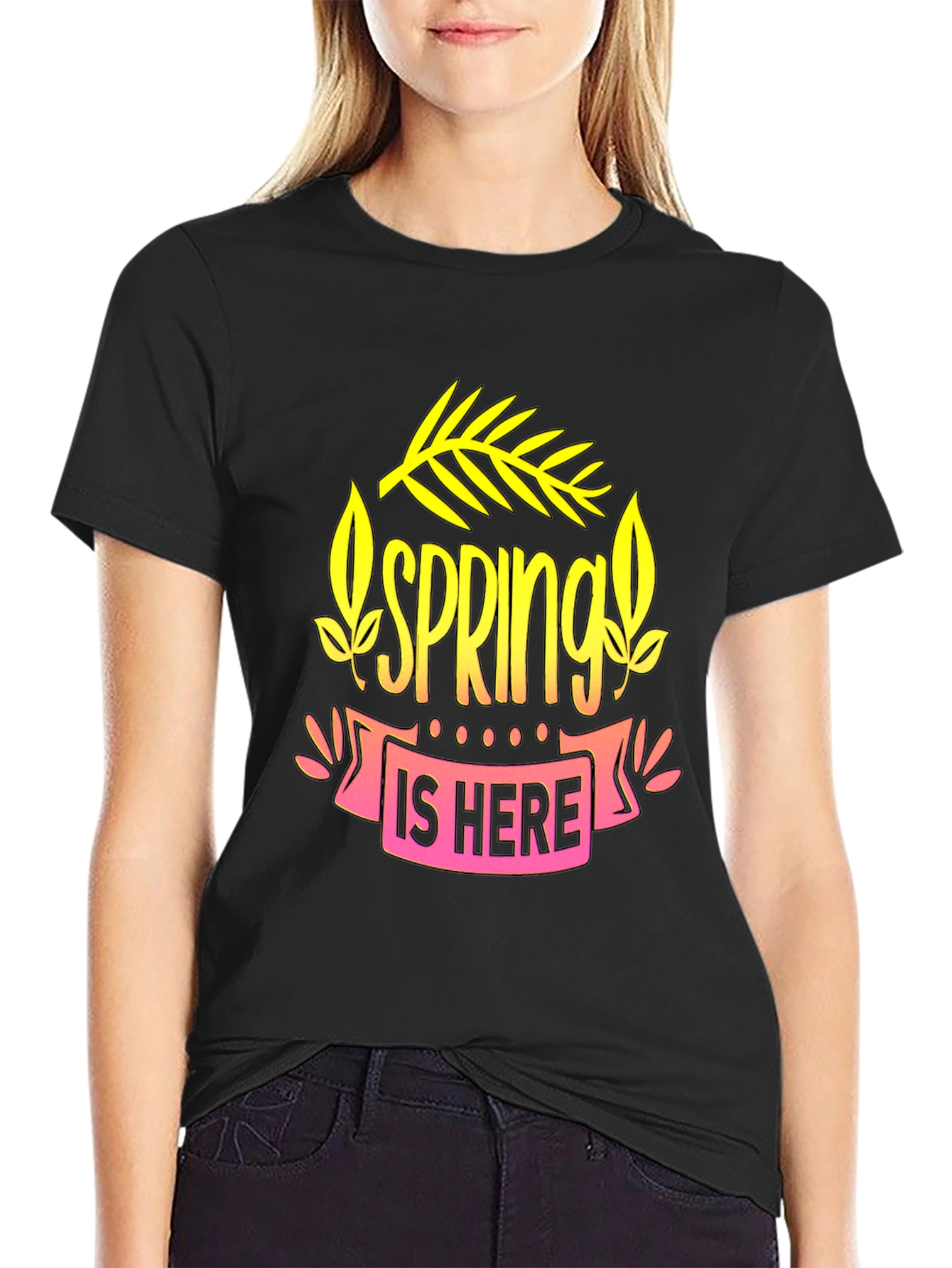 Spring Is Here Black Graphic Tee