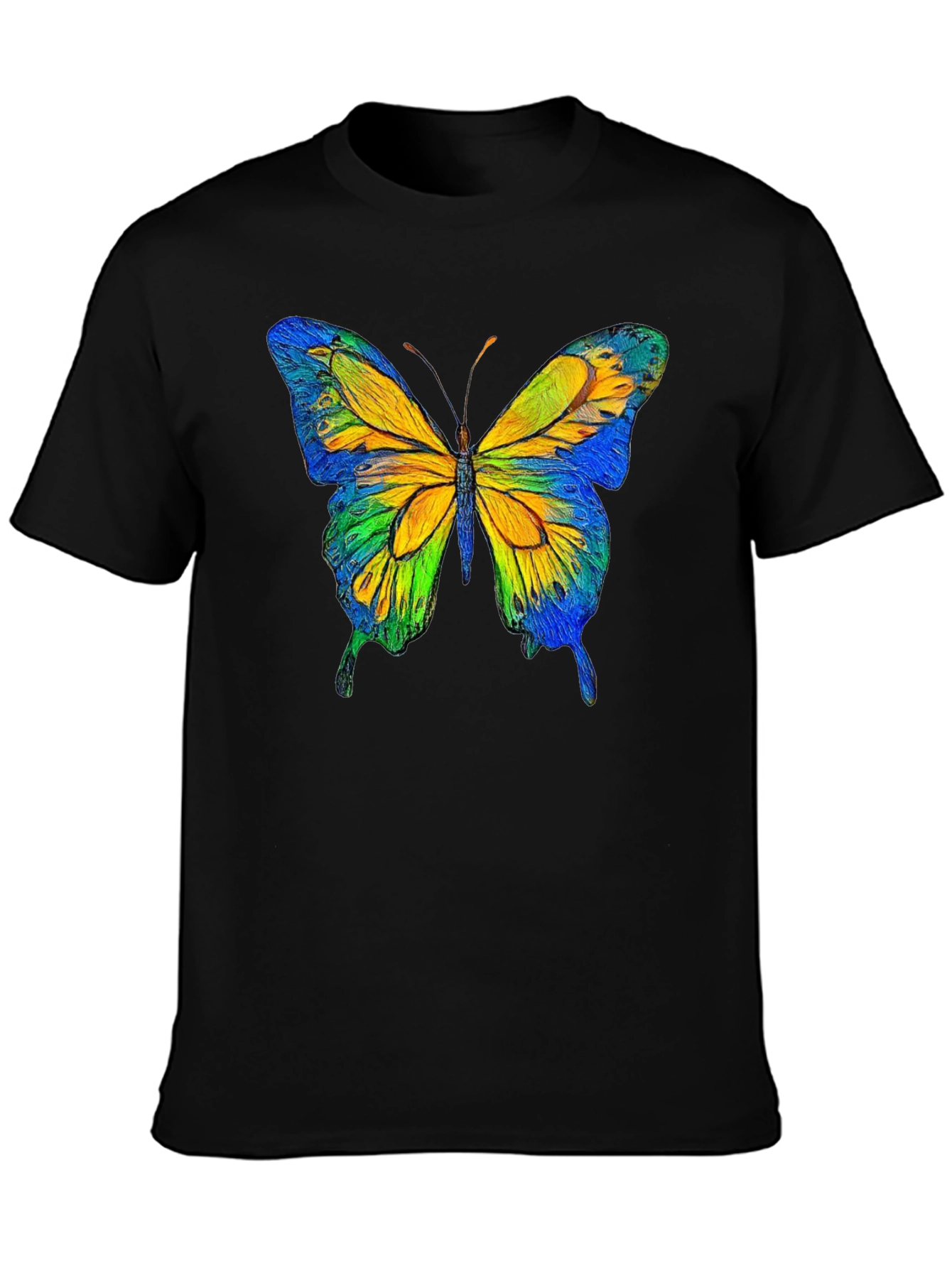 Butterfly Graphic Black T-Shirt - Nature Inspired Tee