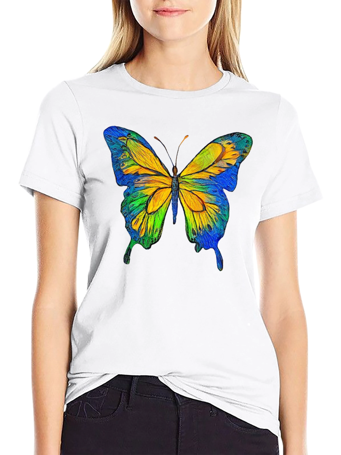 Butterfly Graphic Black T-Shirt - Nature Inspired Tee