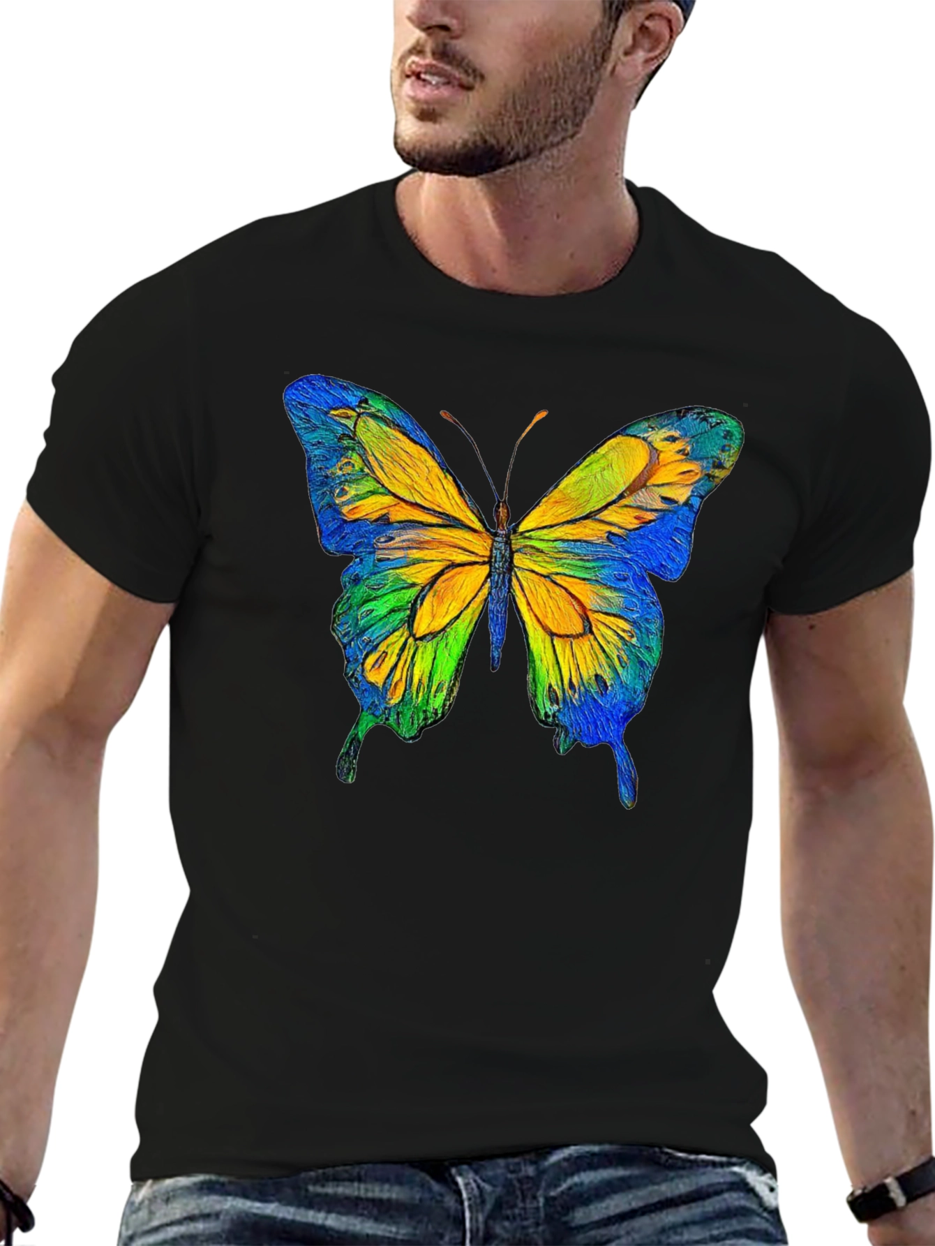 Butterfly Graphic Black T-Shirt - Nature Inspired Tee