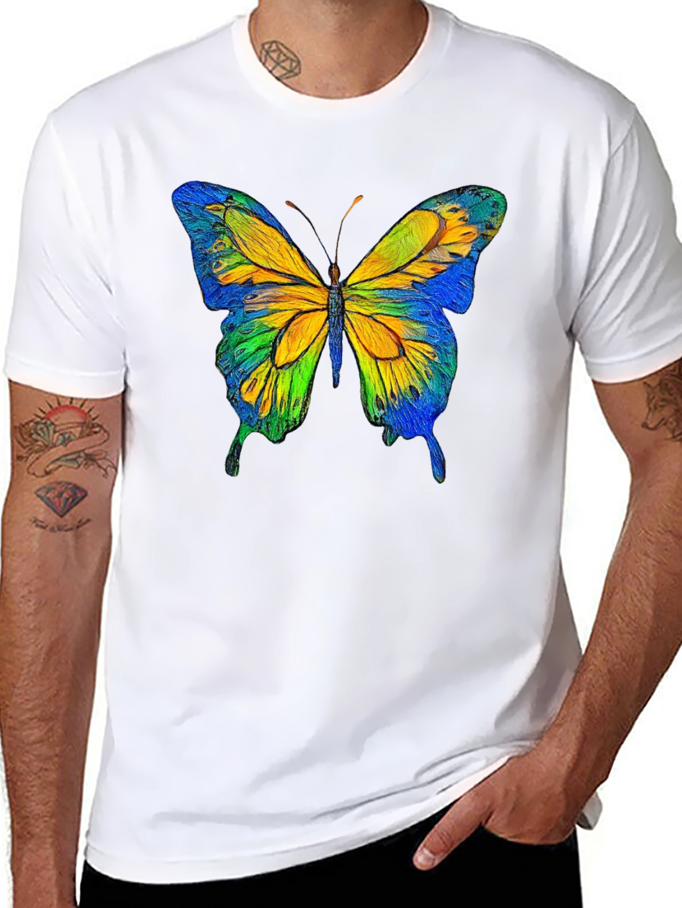 Butterfly Graphic Black T-Shirt - Nature Inspired Tee