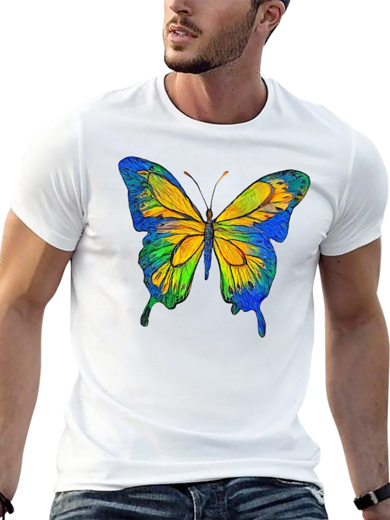 Butterfly Graphic Black T-Shirt - Nature Inspired Tee