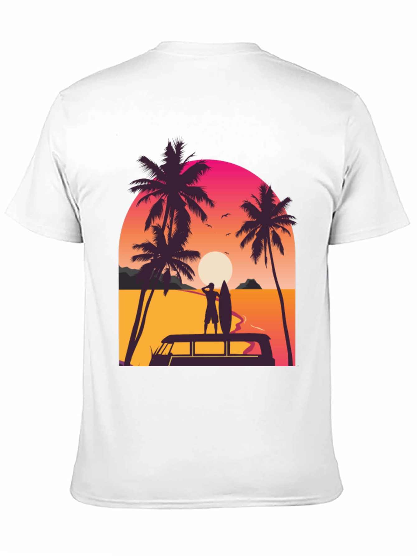 Sunset Surfer T-Shirt - Beach Vibes