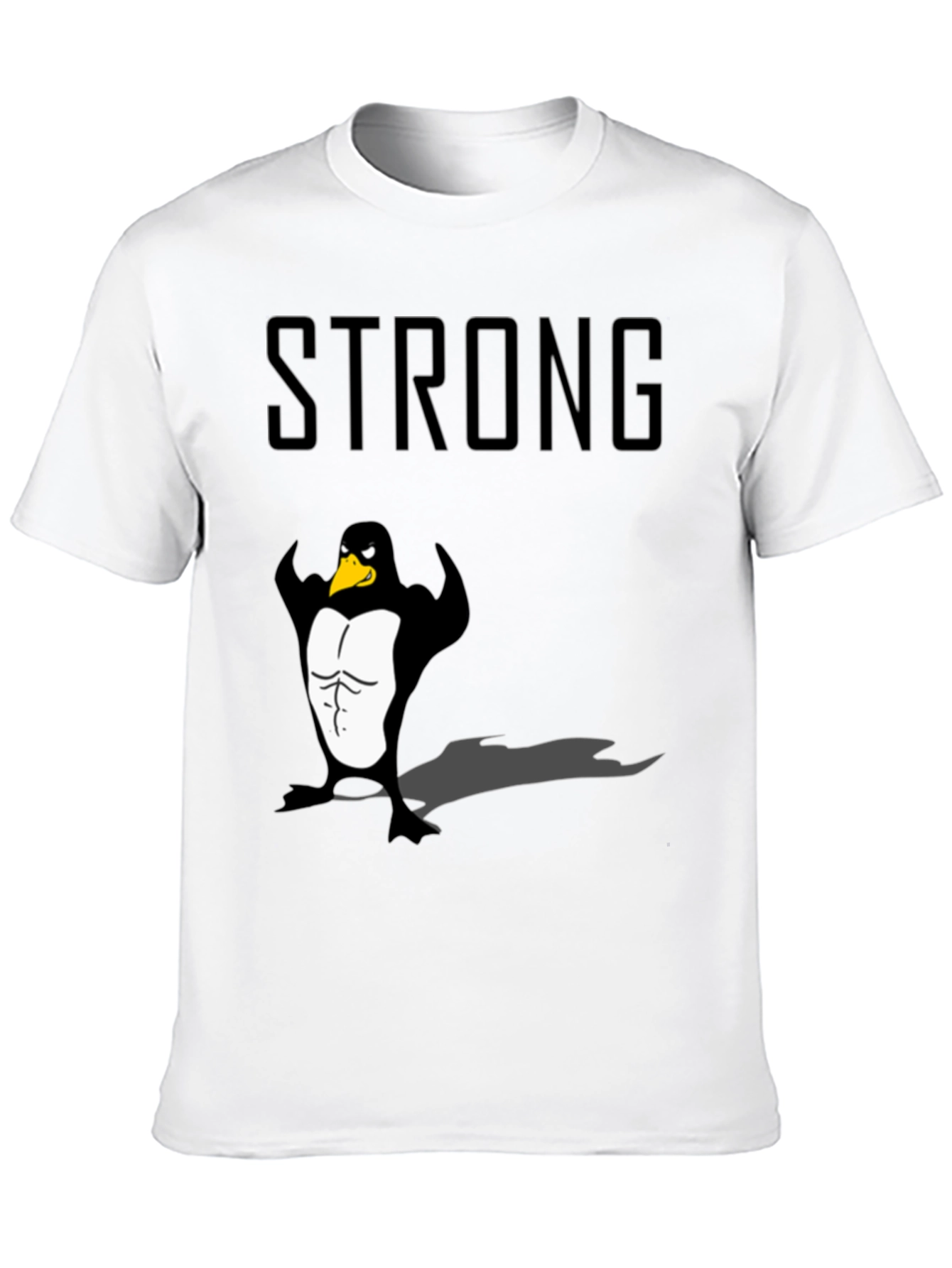 Strong Penguin Graphic Tee - Black Cotton T-Shirt