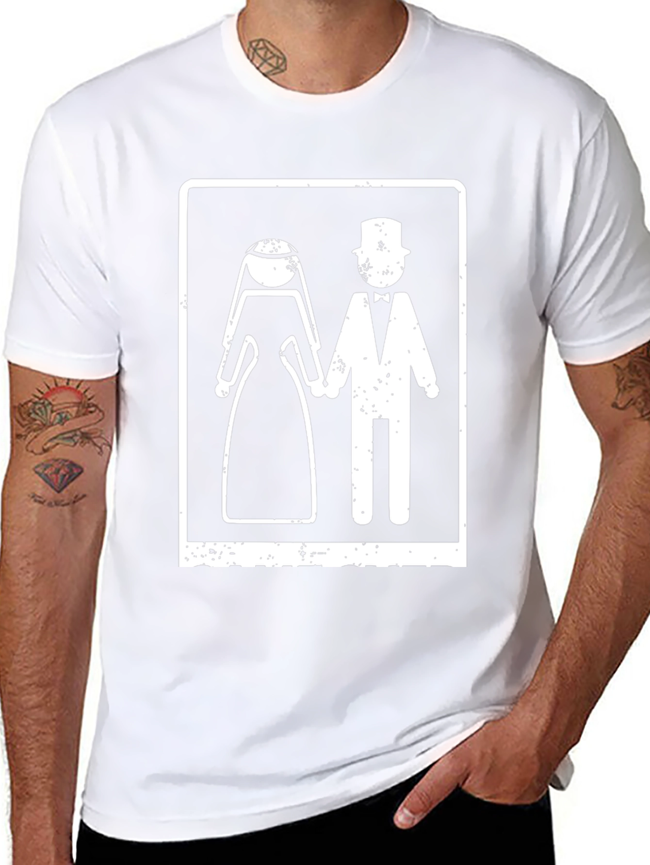 Wedding Couple Graphic Tee - Black Cotton Blend