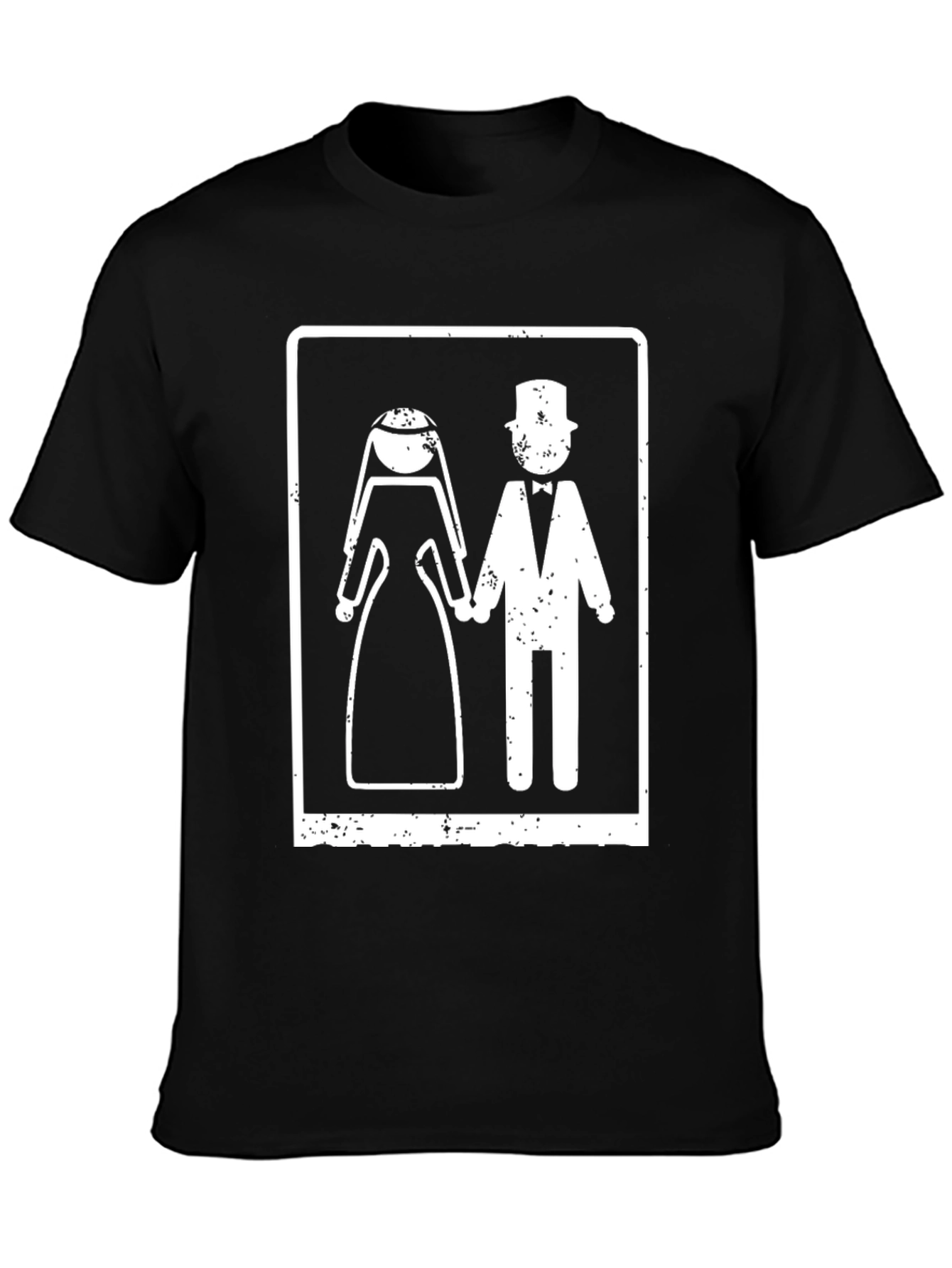 Wedding Couple Graphic Tee - Black Cotton Blend