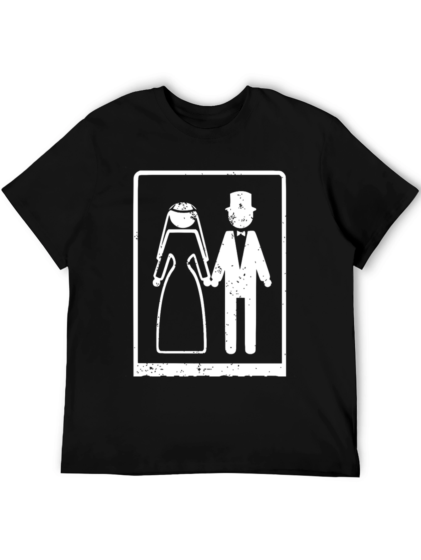 Wedding Couple Graphic Tee - Black Cotton Blend