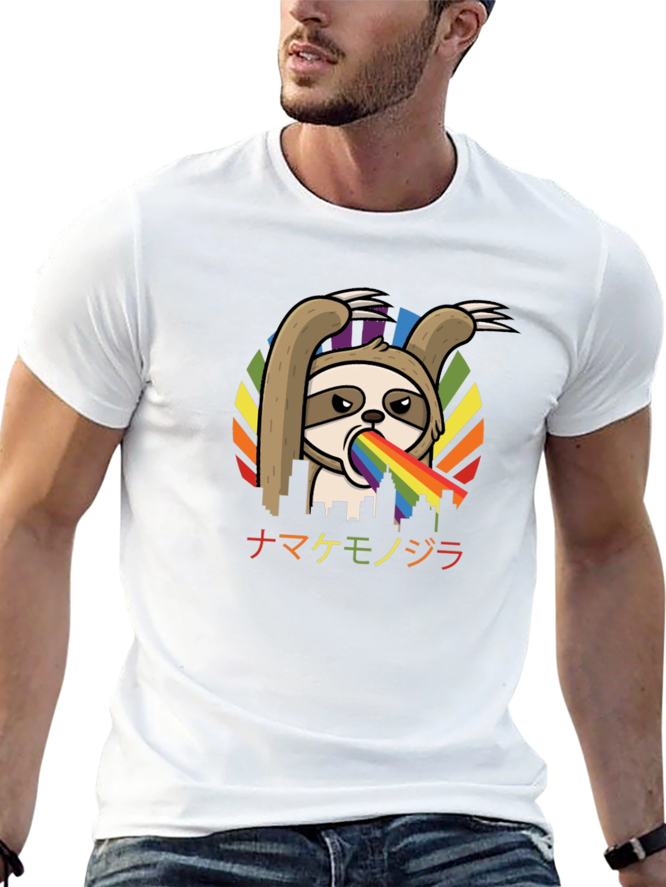 Sloth Rainbow Vomit T-Shirt - Quirky Graphic Tee