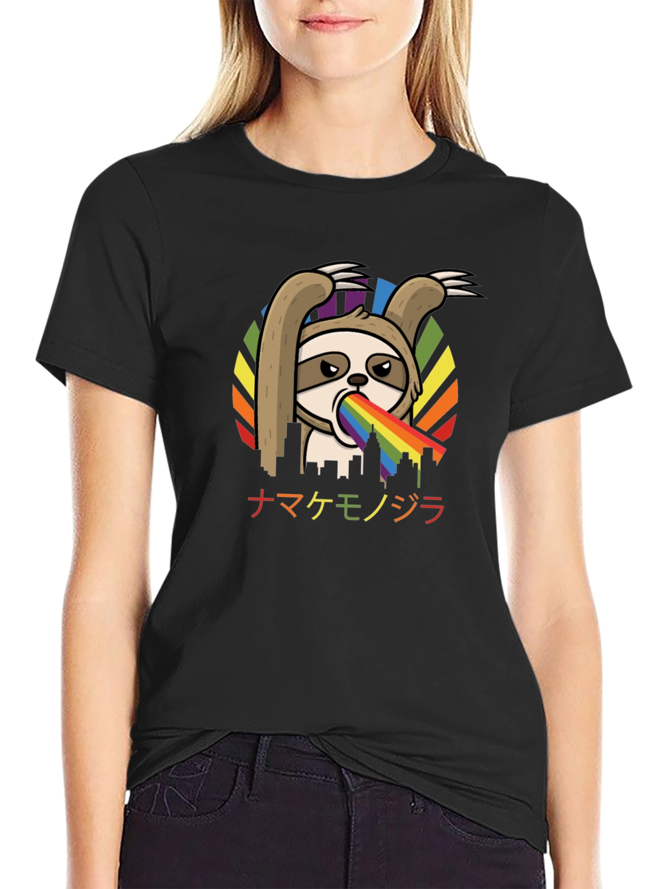 Sloth Rainbow Vomit T-Shirt - Quirky Graphic Tee