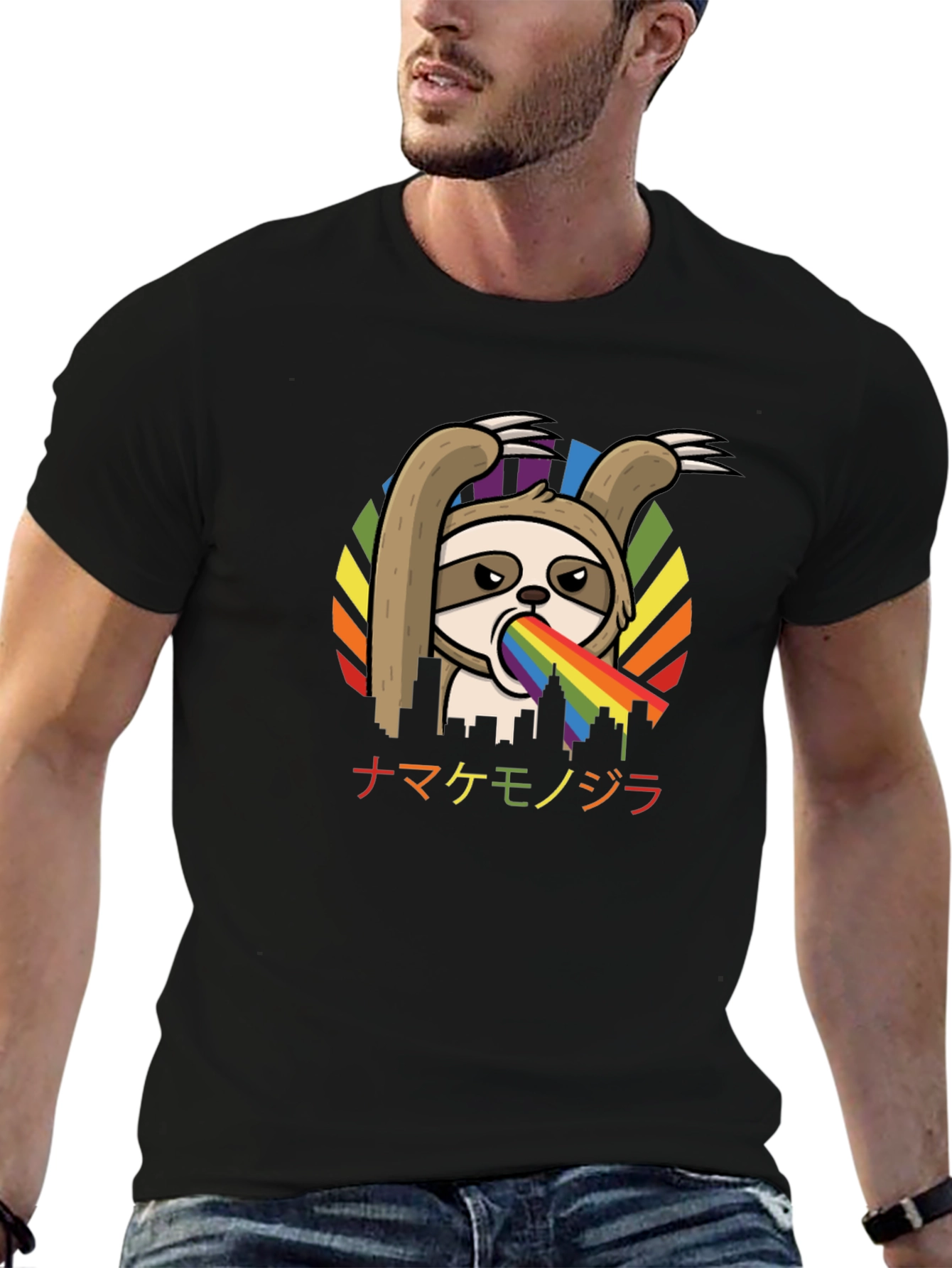 Sloth Rainbow Vomit T-Shirt - Quirky Graphic Tee