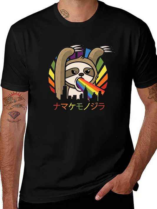 Sloth Rainbow Vomit T-Shirt - Quirky Graphic Tee