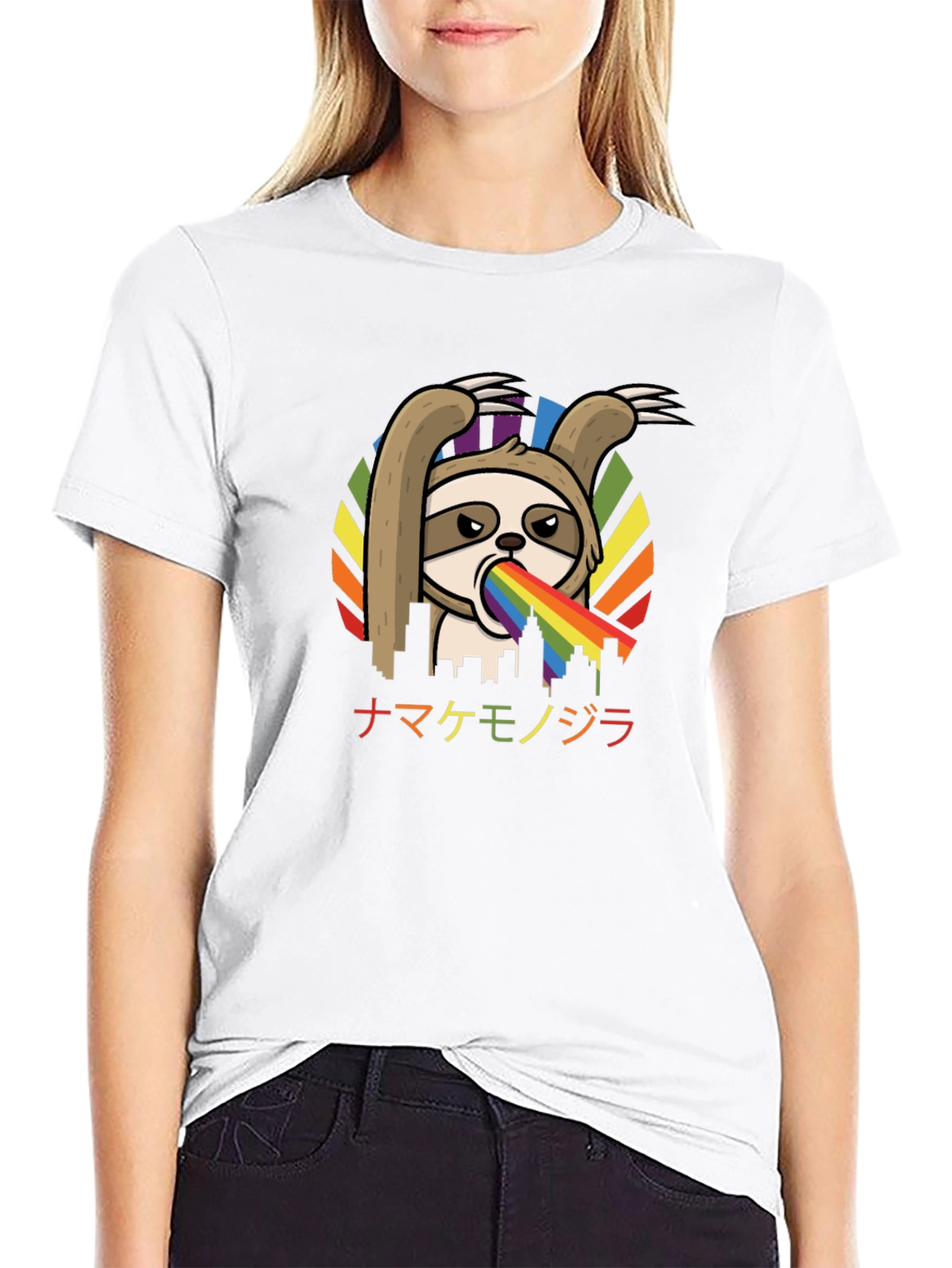Sloth Rainbow Vomit T-Shirt - Quirky Graphic Tee