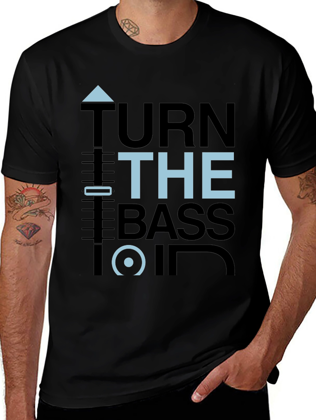 Turn the Bass On Graphic Tee - Black