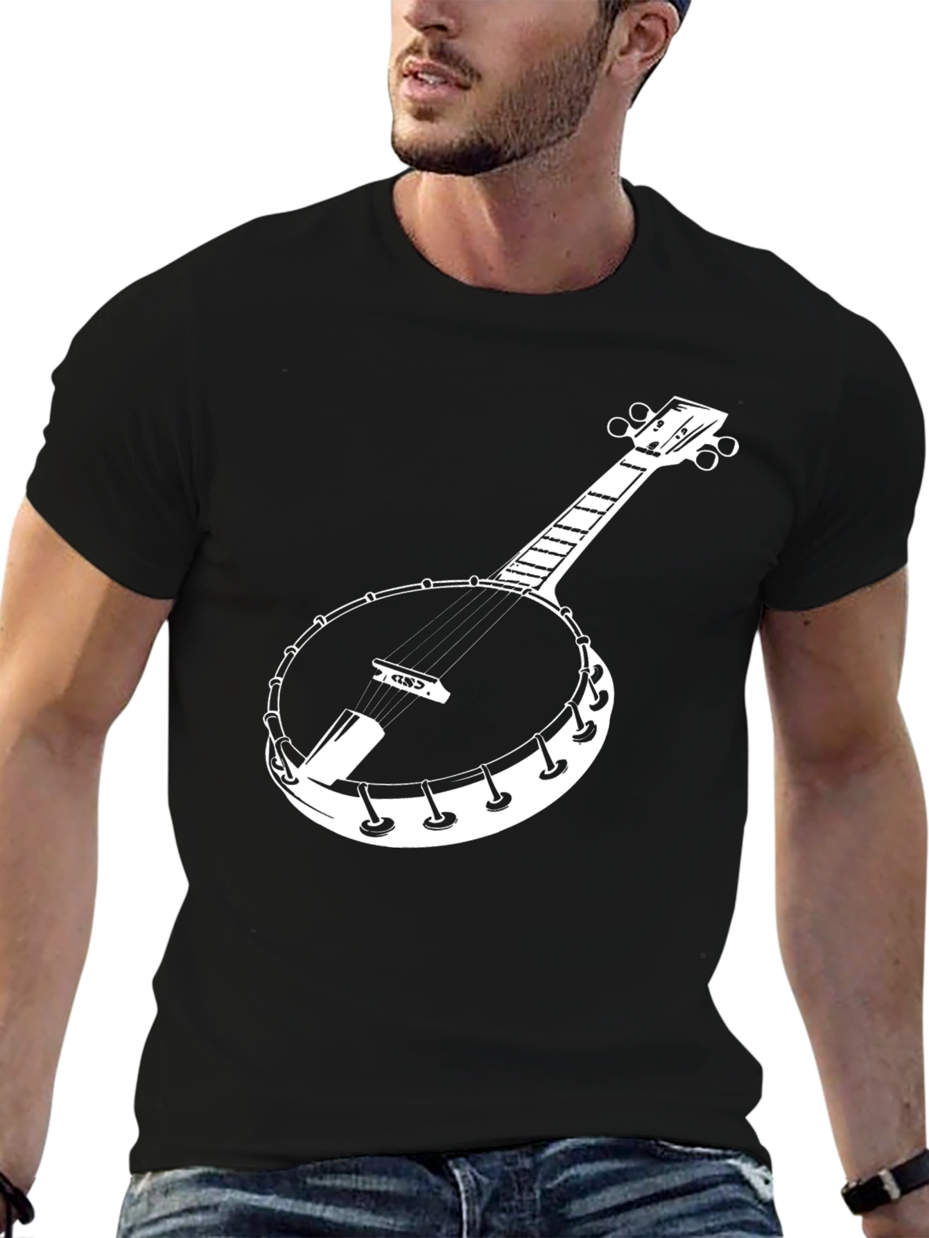 Banjo Graphic Tee - Black Cotton T-Shirt
