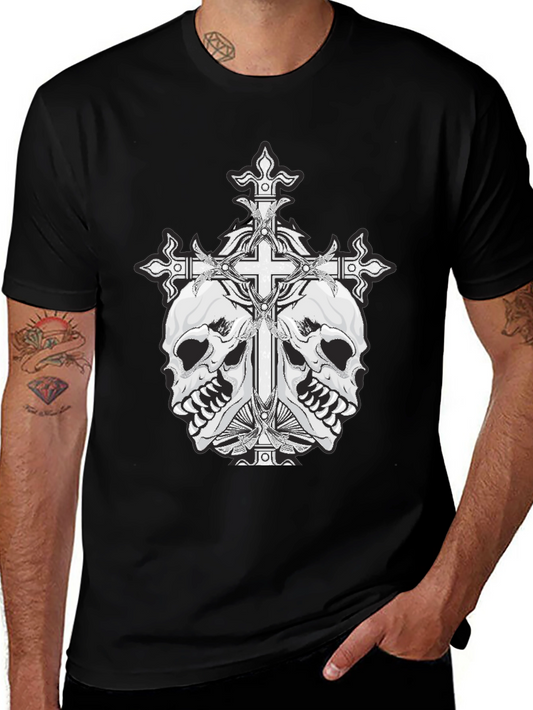 Skull & Cross Graphic Tee - Black Cotton Blend