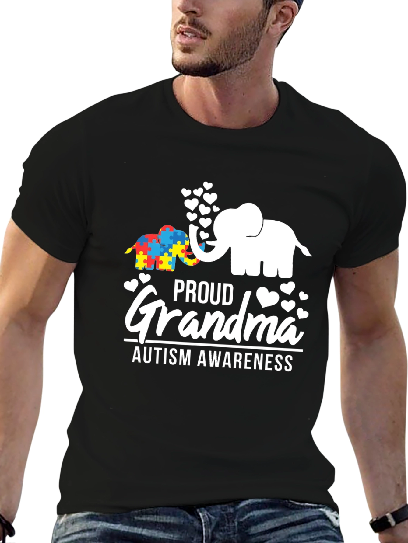 Proud Grandma Autism Awareness Elephant T-Shirt