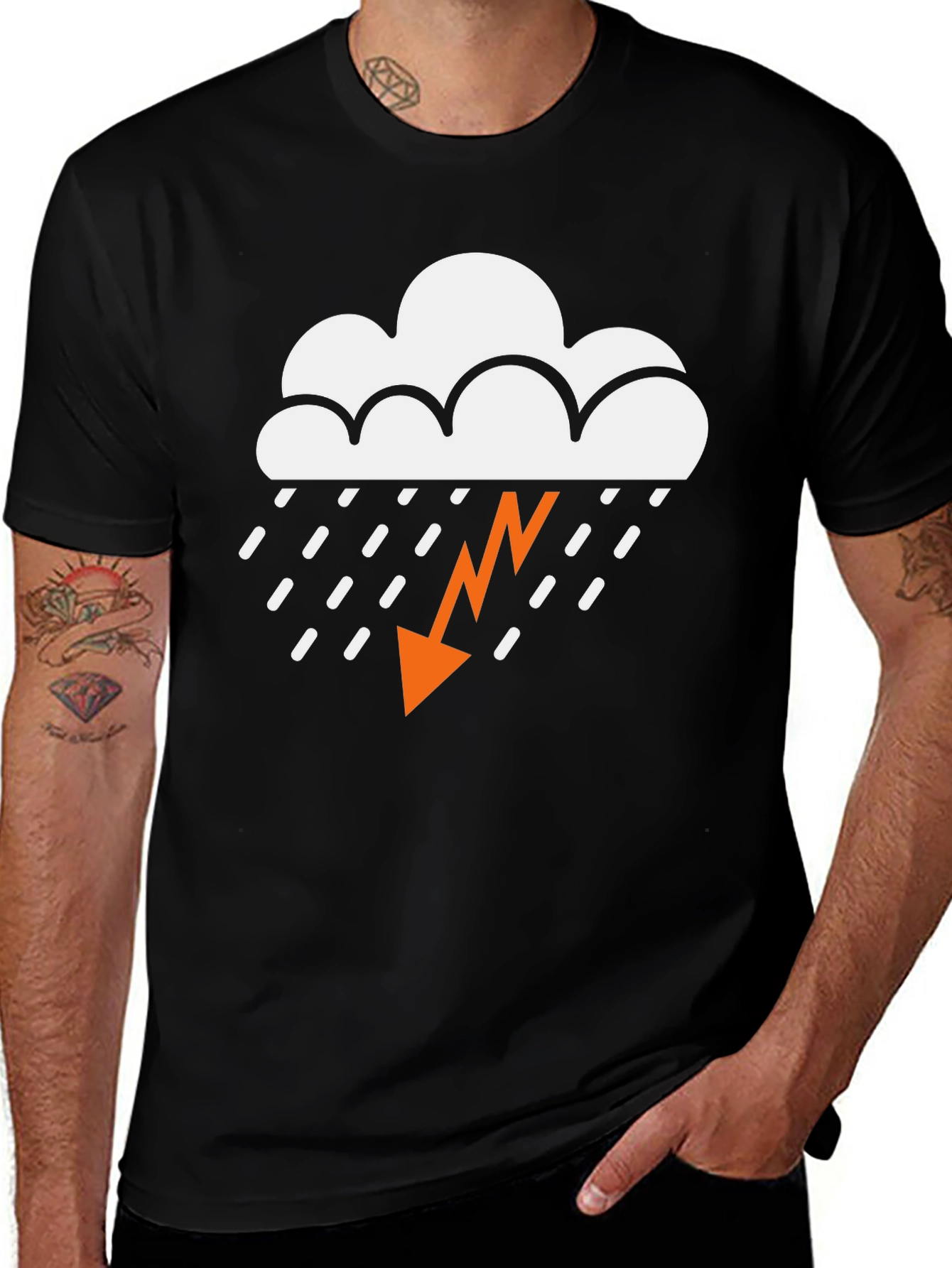 Storm Cloud Graphic Tee - Black Cotton T-Shirt