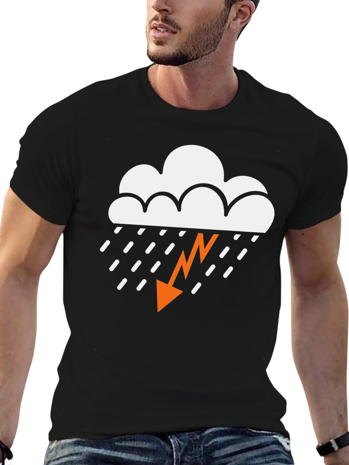 Storm Cloud Graphic Tee - Black Cotton T-Shirt