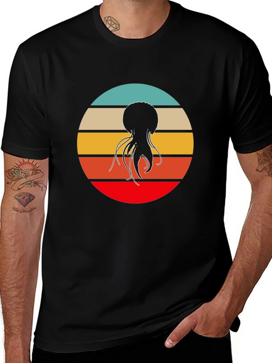 Retro Jellyfish Graphic Tee - Cool Black T-Shirt