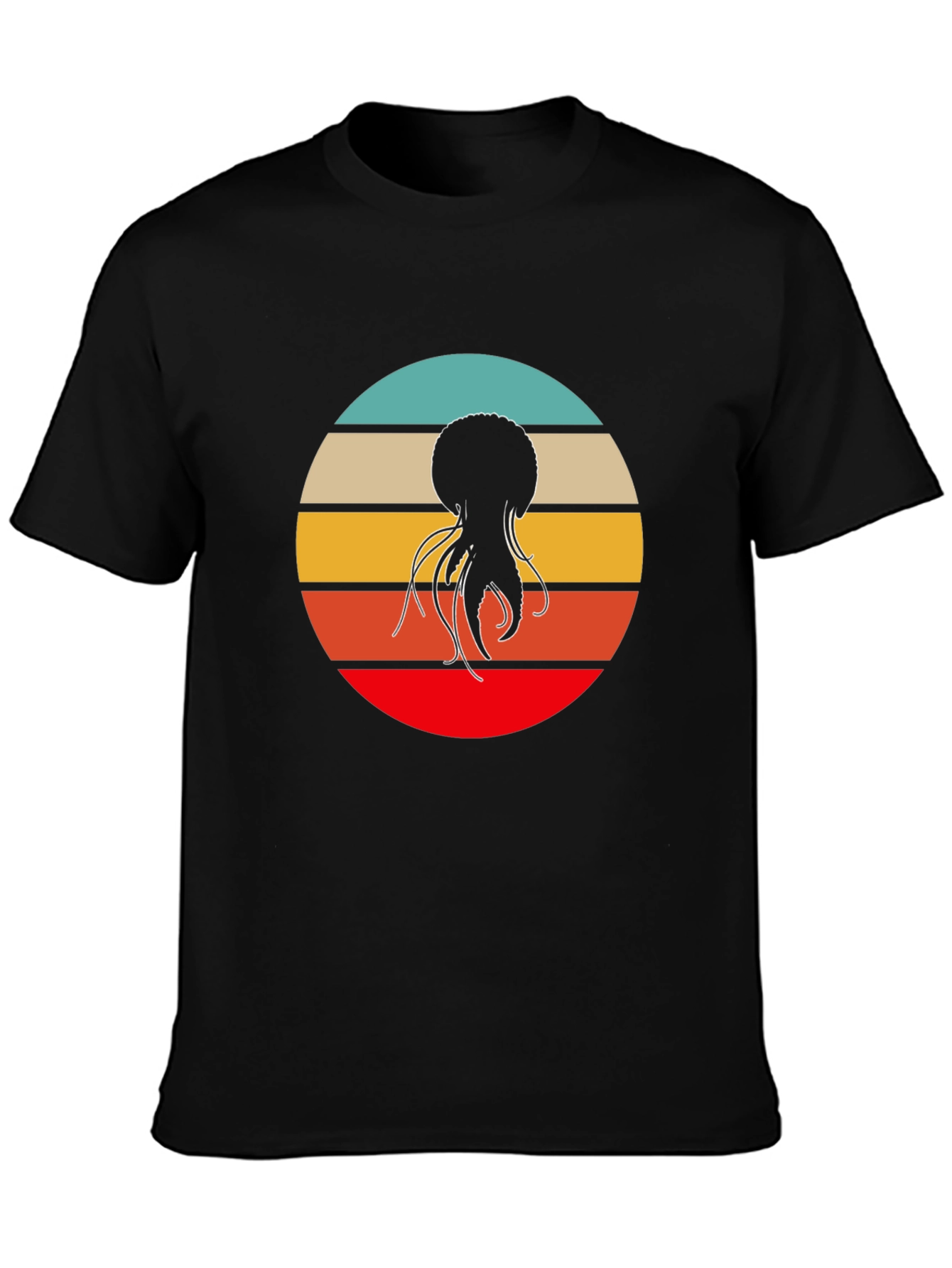 Retro Jellyfish Graphic Tee - Cool Black T-Shirt