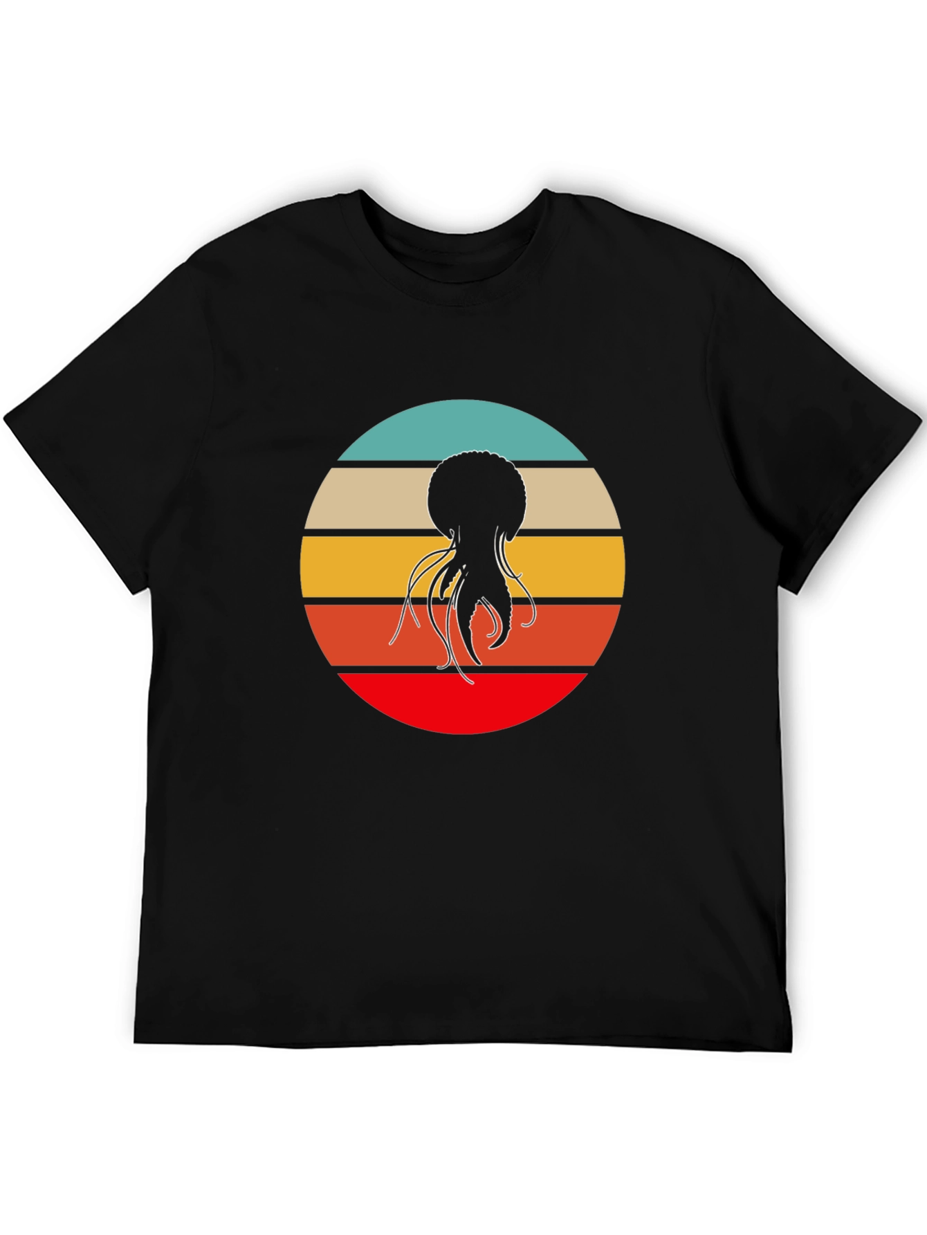 Retro Jellyfish Graphic Tee - Cool Black T-Shirt
