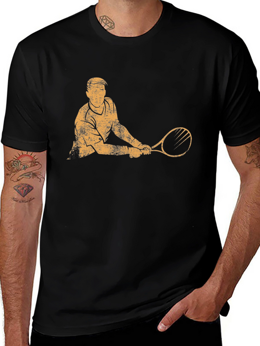 Tennis Player Graphic T-Shirt - Black