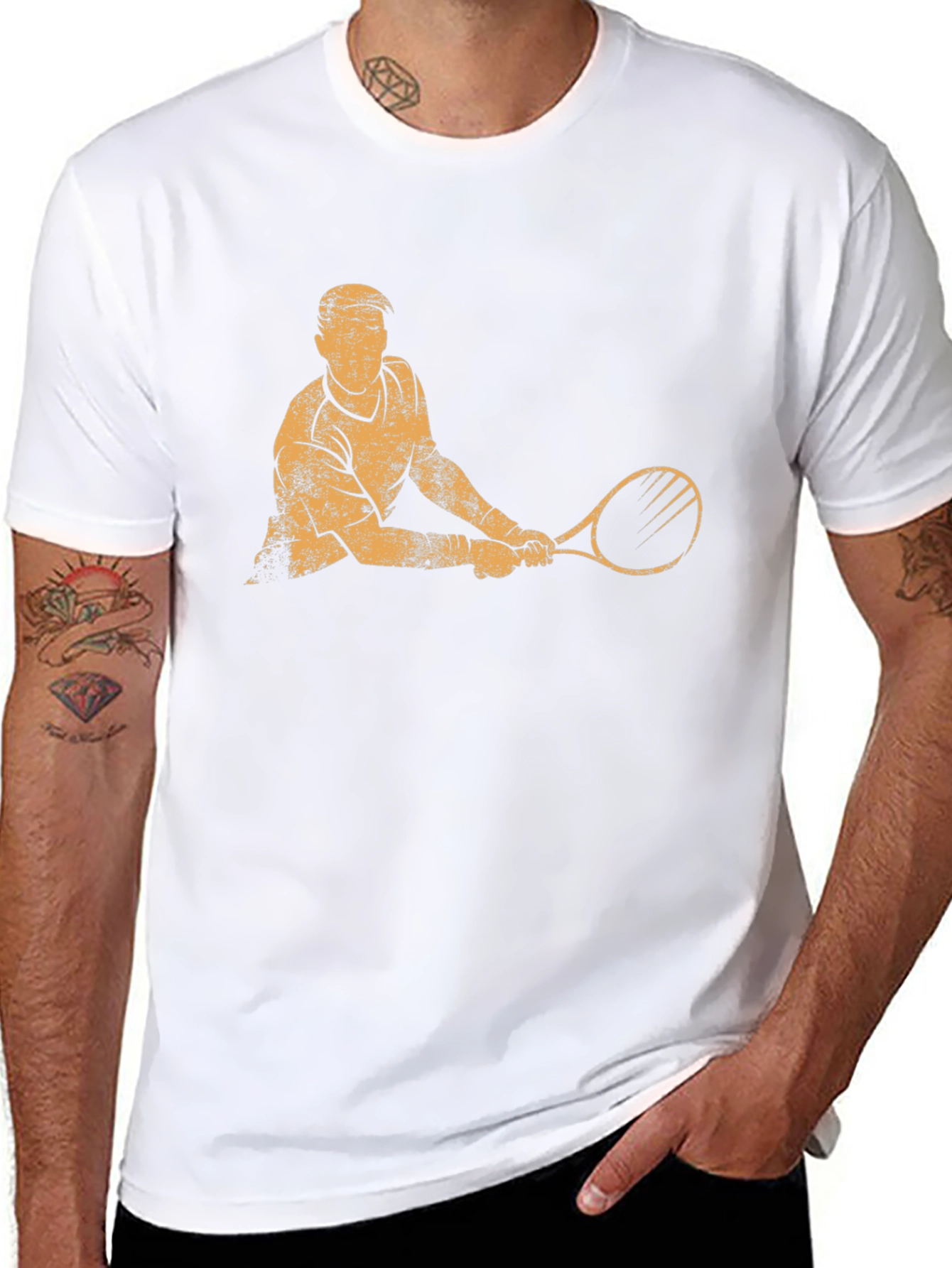 Tennis Player Graphic T-Shirt - Black