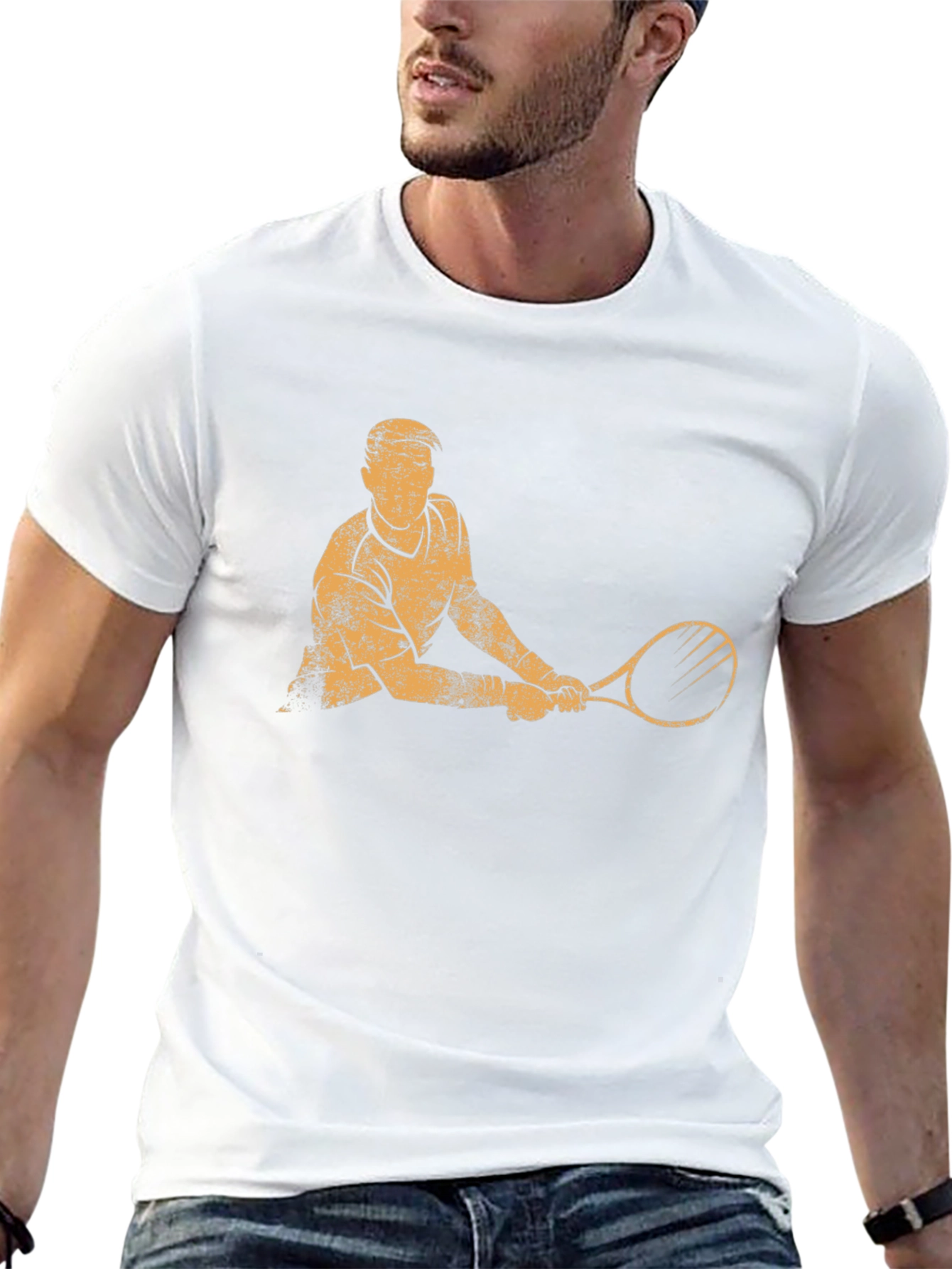 Tennis Player Graphic T-Shirt - Black