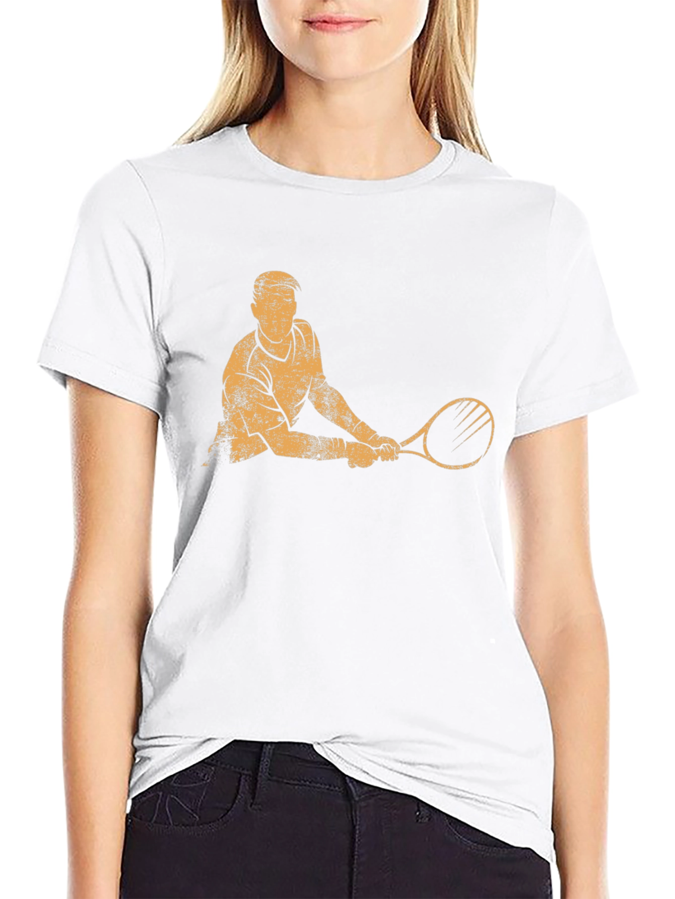 Tennis Player Graphic T-Shirt - Black