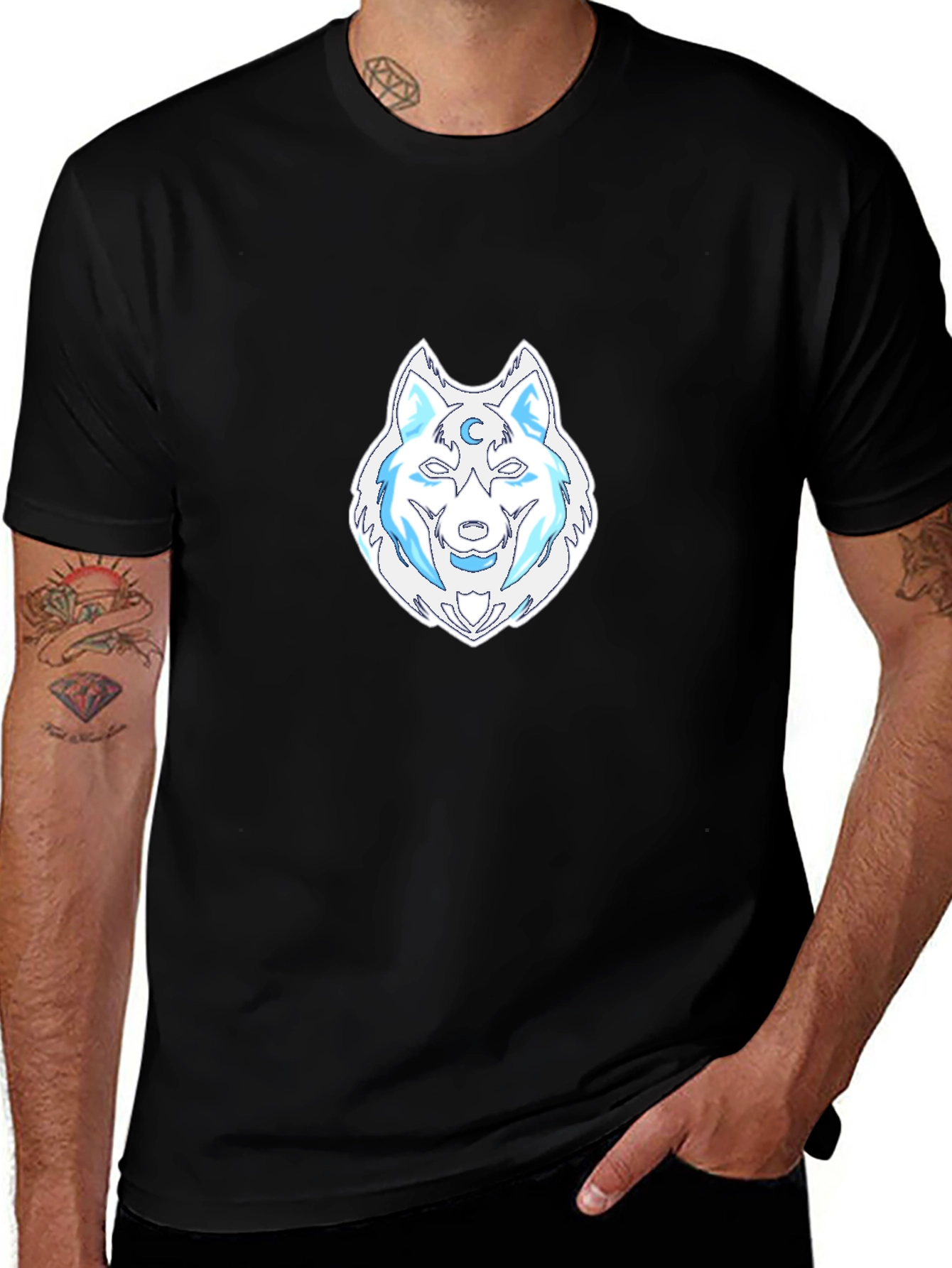 Wolf Moon Graphic Tee - Black Cotton T-Shirt