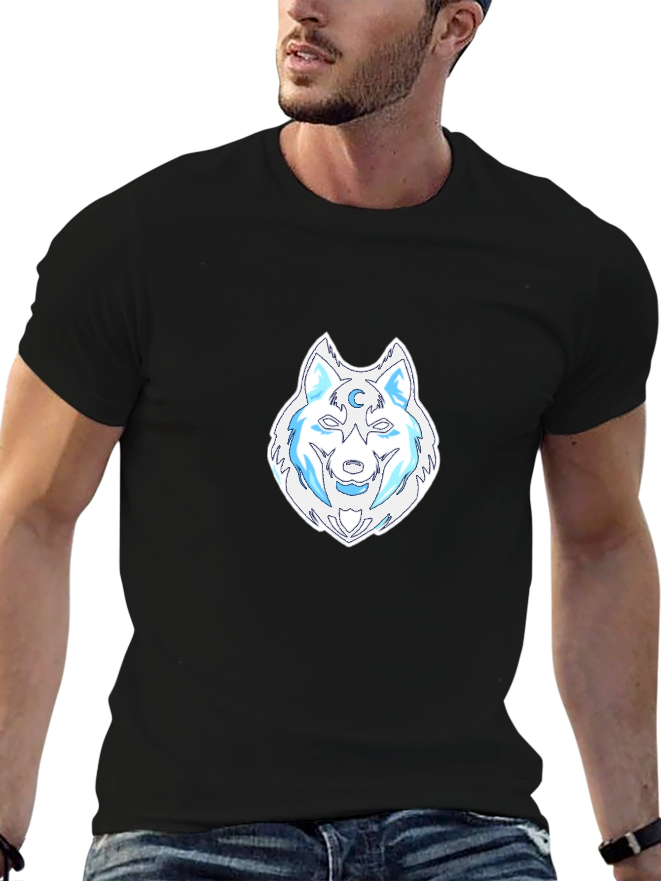 Wolf Moon Graphic Tee - Black Cotton T-Shirt