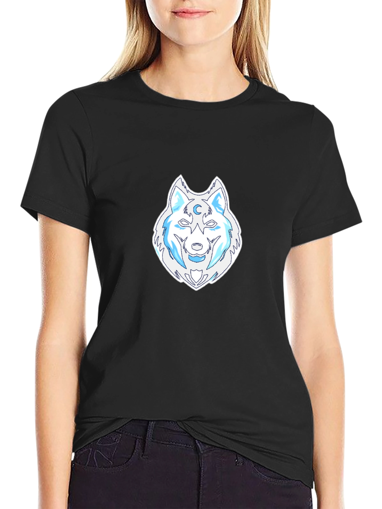 Wolf Moon Graphic Tee - Black Cotton T-Shirt
