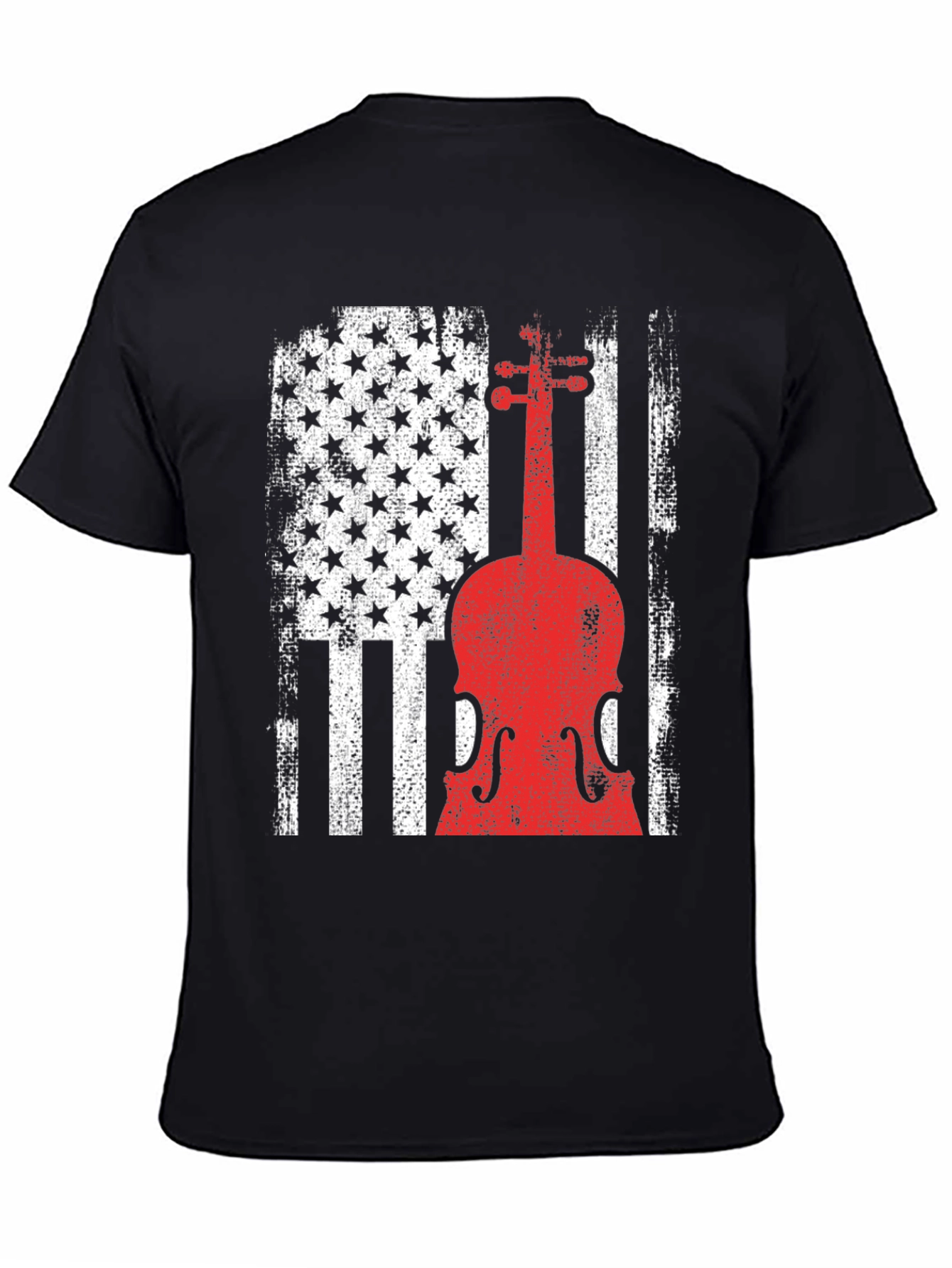 American Flag Violin Graphic T-Shirt